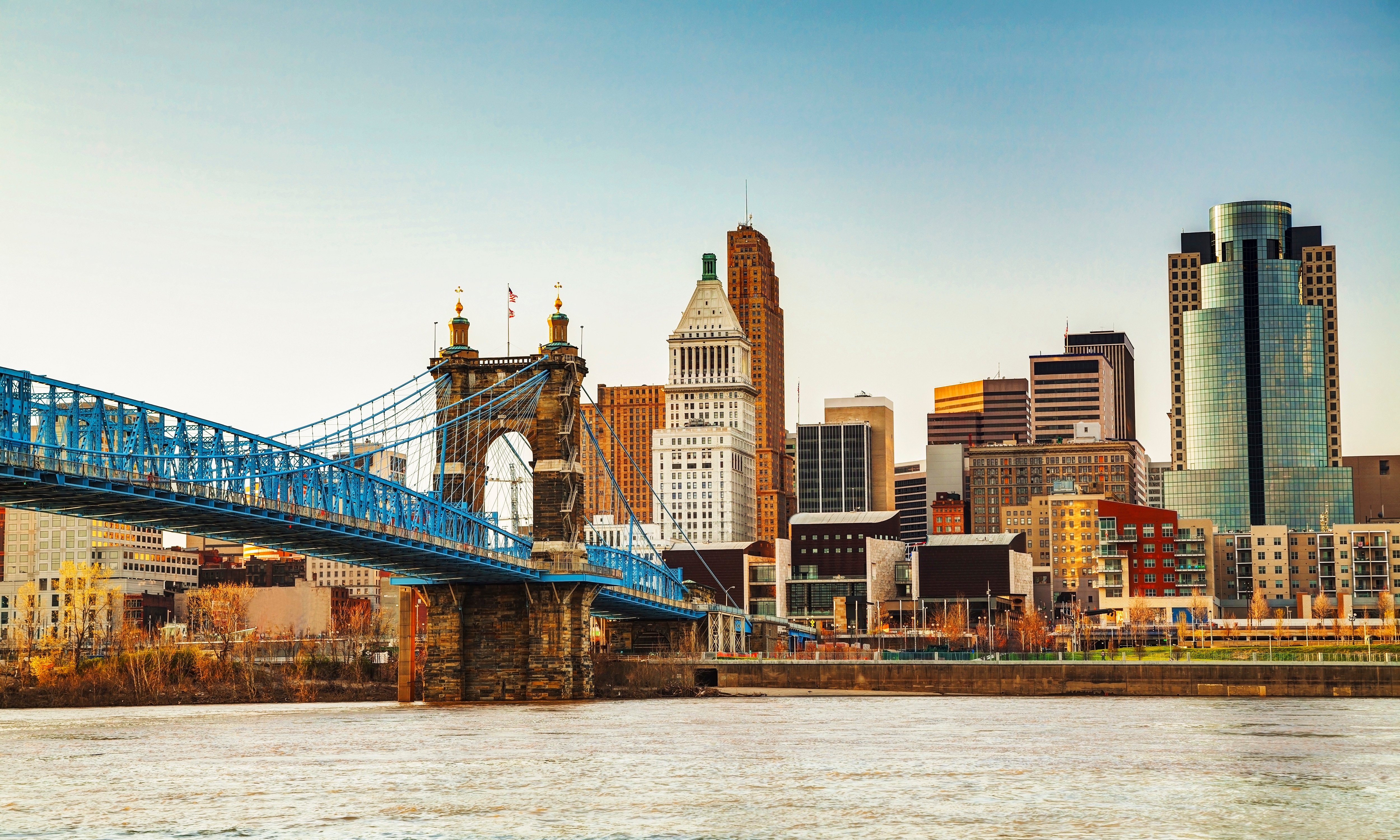 Louisville Skyline Over the Ohio River - Square Format Kids T