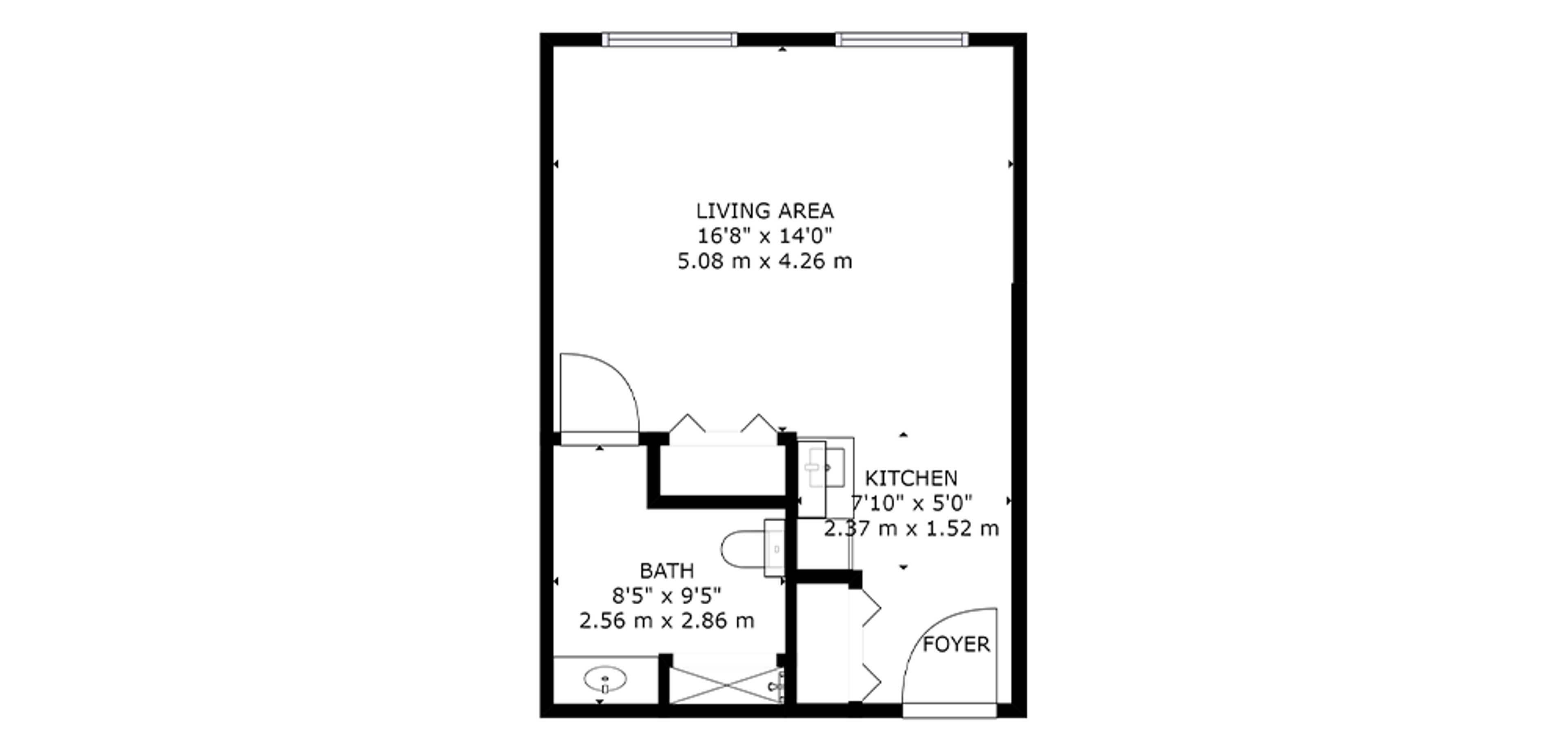 The Bentley Saskatoon Sample Studio Plan A