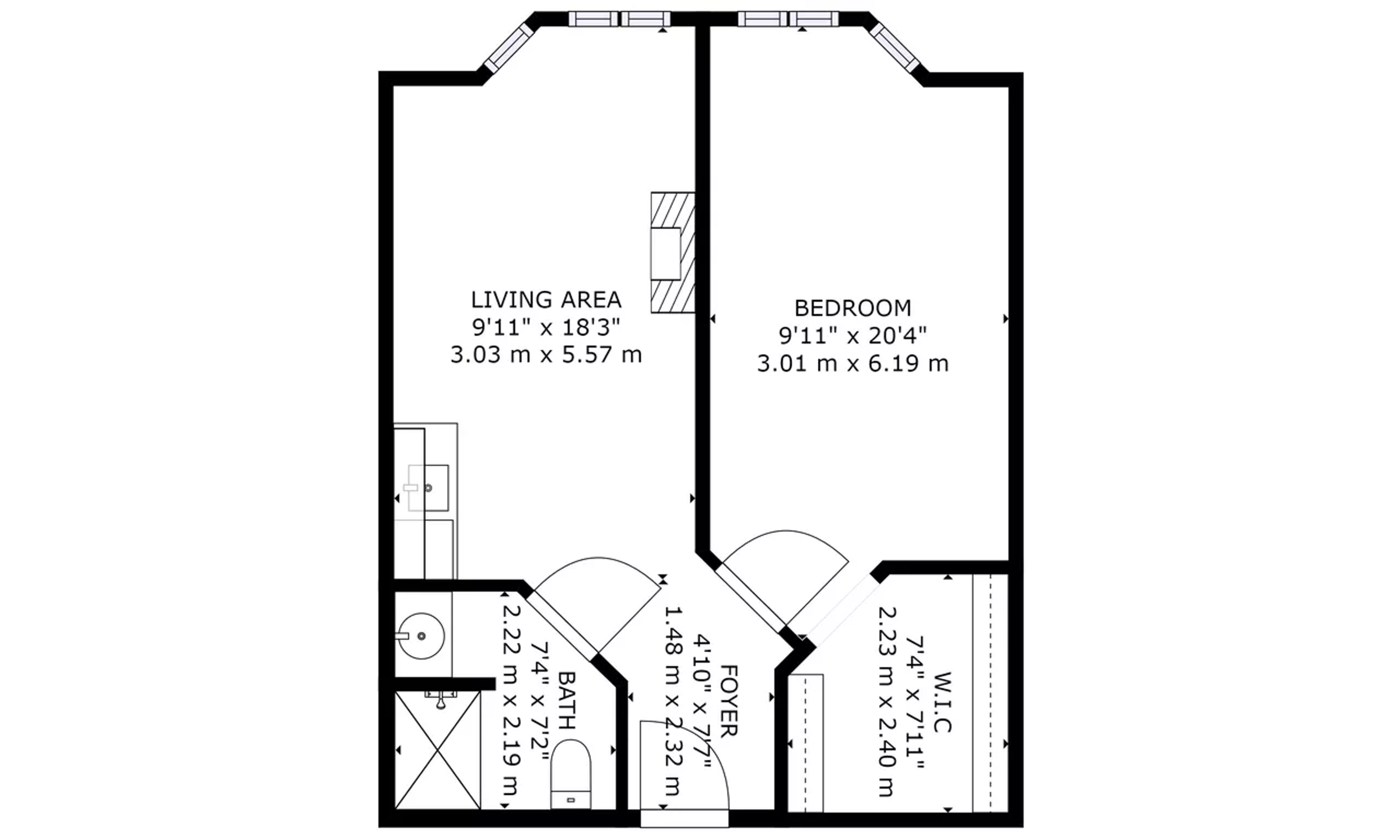 Riverbend Sample 1 Bedroom Plan
