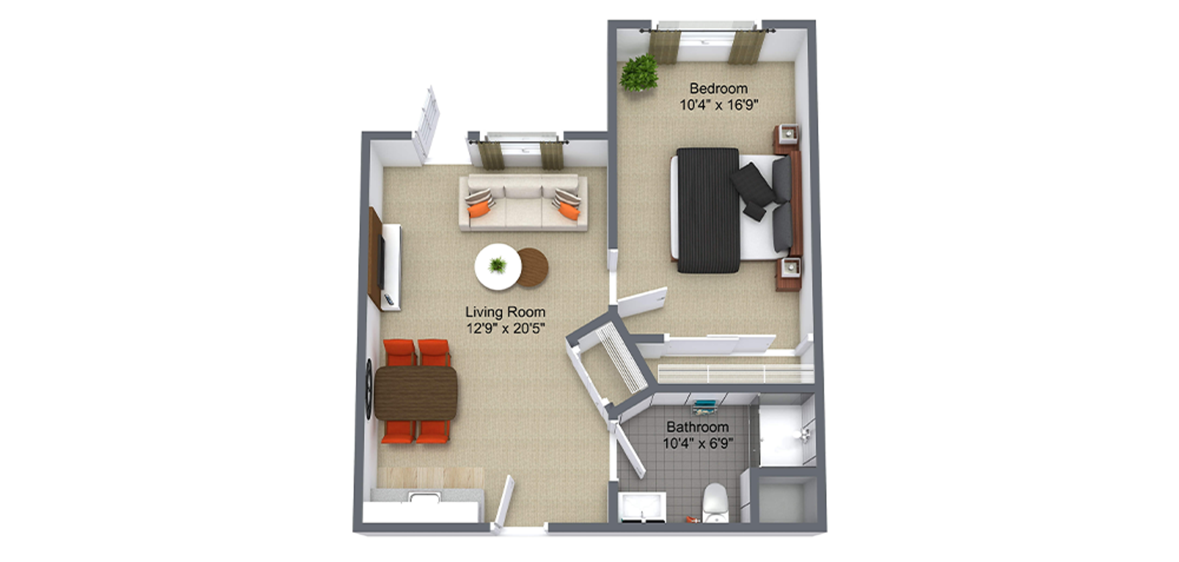 Parkwood Manor Sample 1 Bedroom Plan