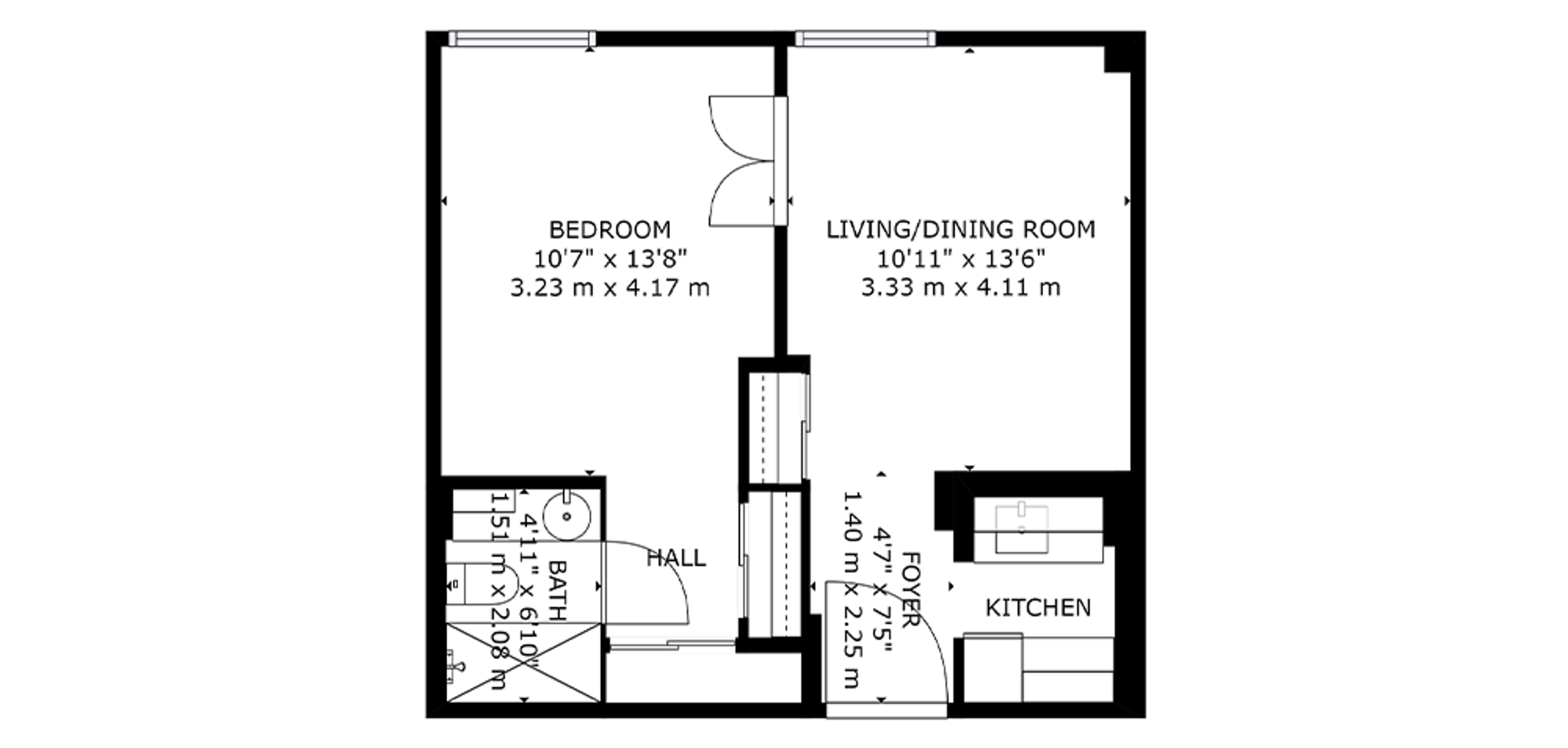 Leaside Sample 1 Bedroom Plan