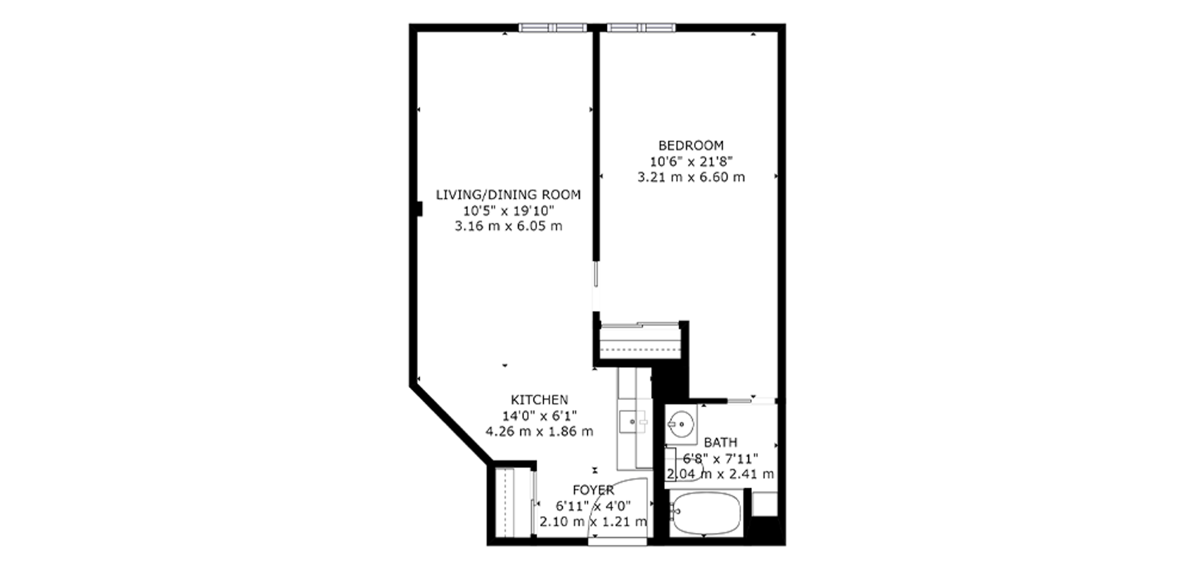 Kingsway Sample 1 Bedroom Plan