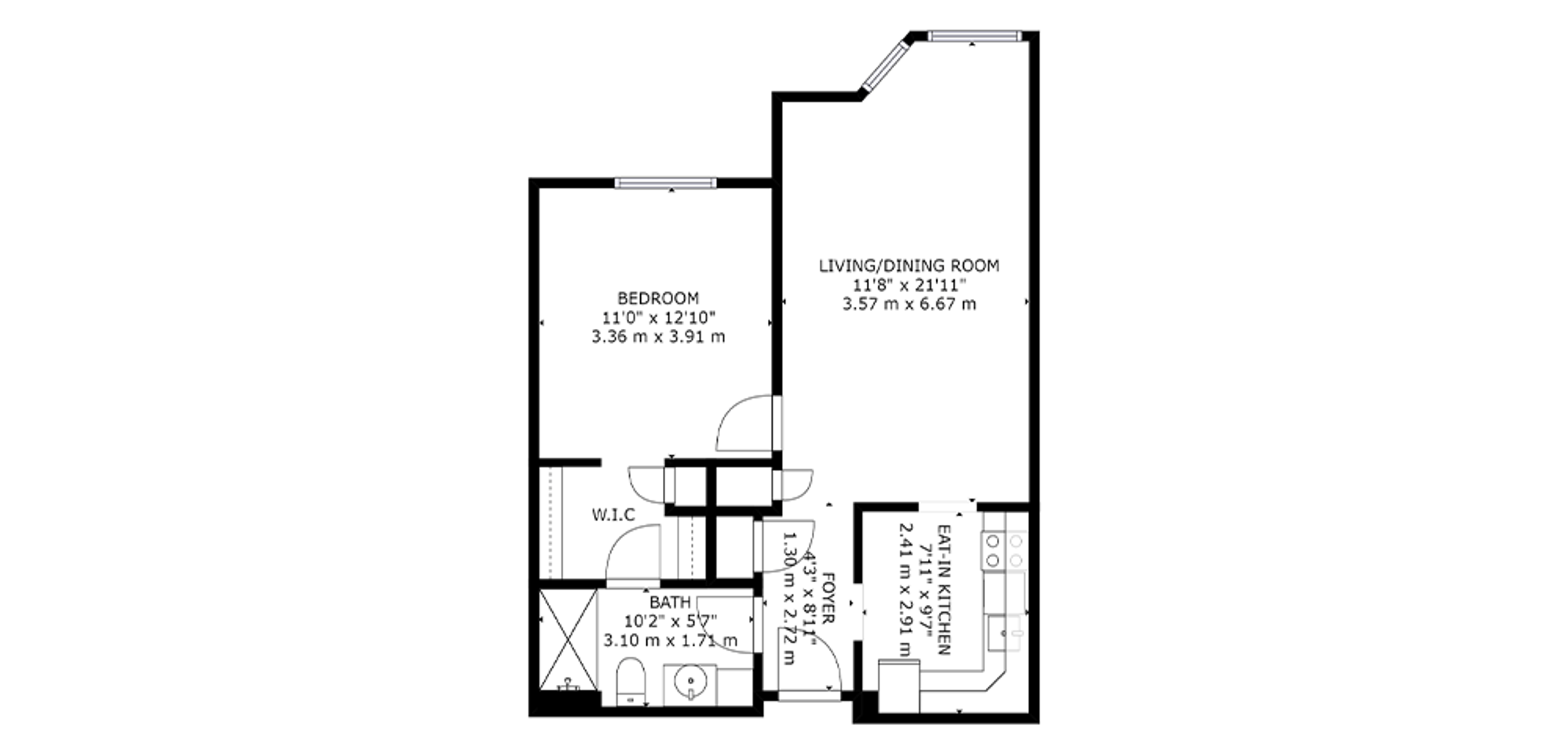 The Wellington Sample 1 Bedroom Plan C