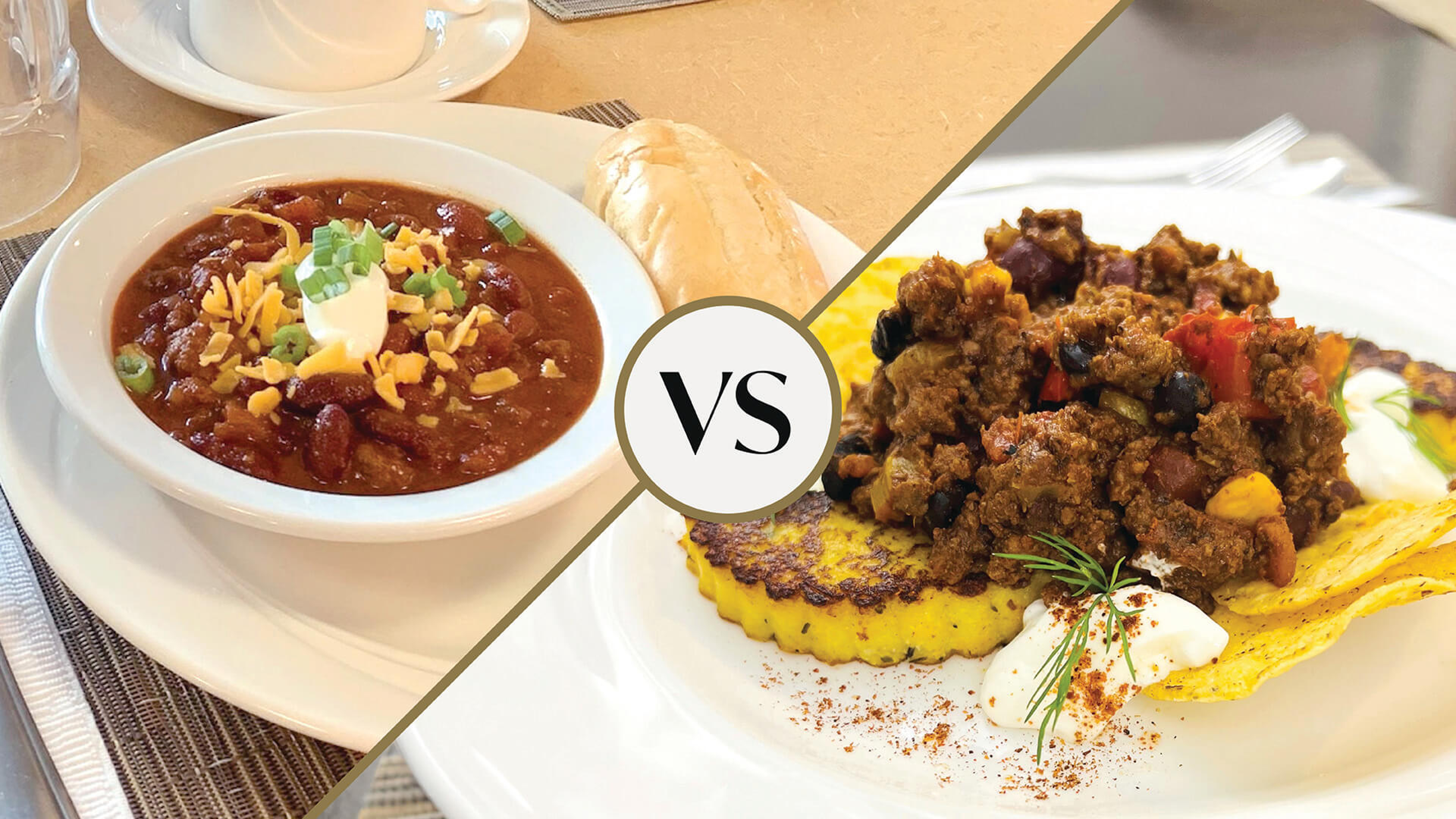 Two different styles of chili from Venvi's chefs