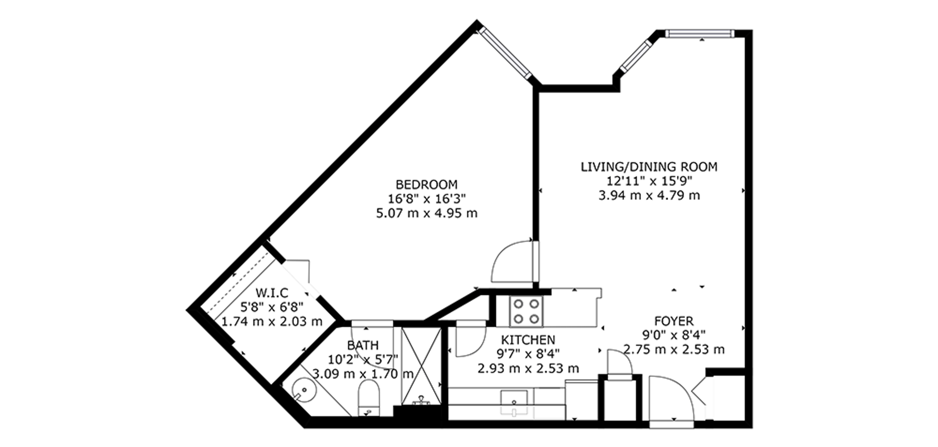 The Wellington Sample 1 Bedroom Plan B