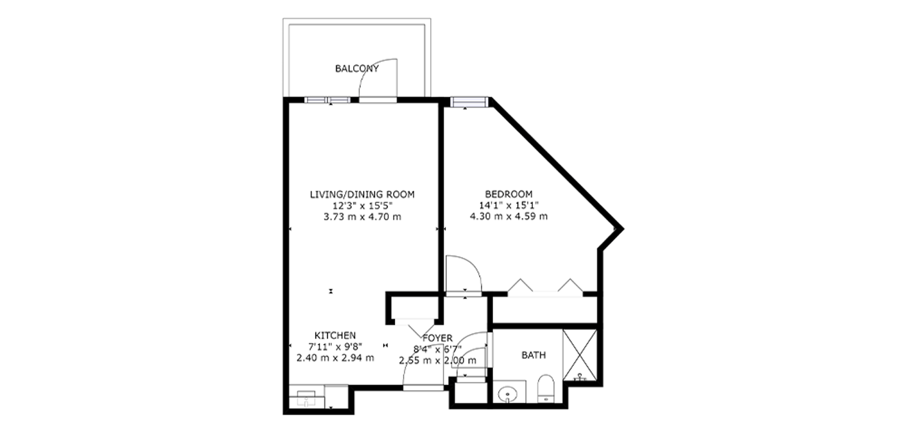 The Bentley Saskatoon Sample 1 Bedroom Plan C