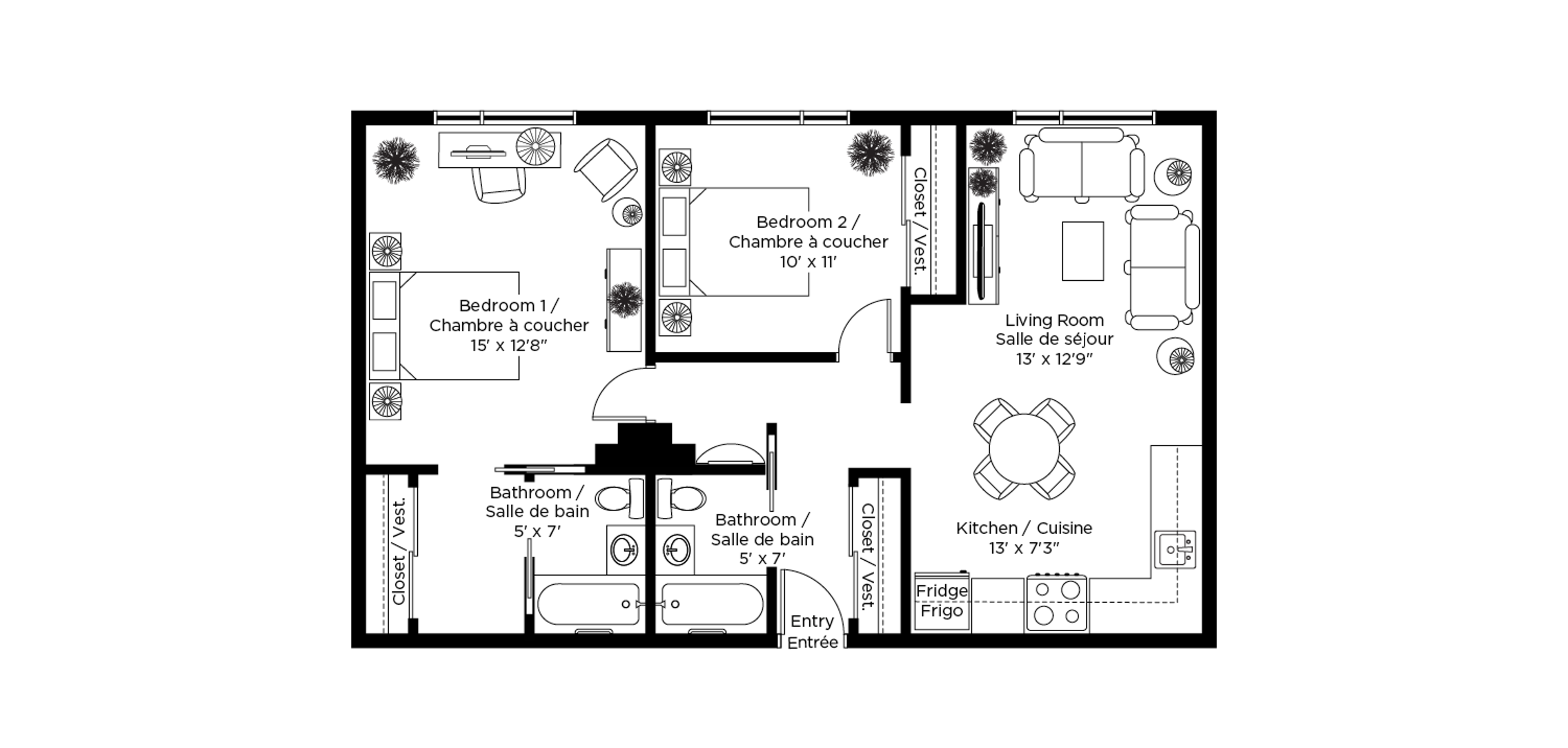 2 Bedroom Floor Plan, Heritage, Ottawa