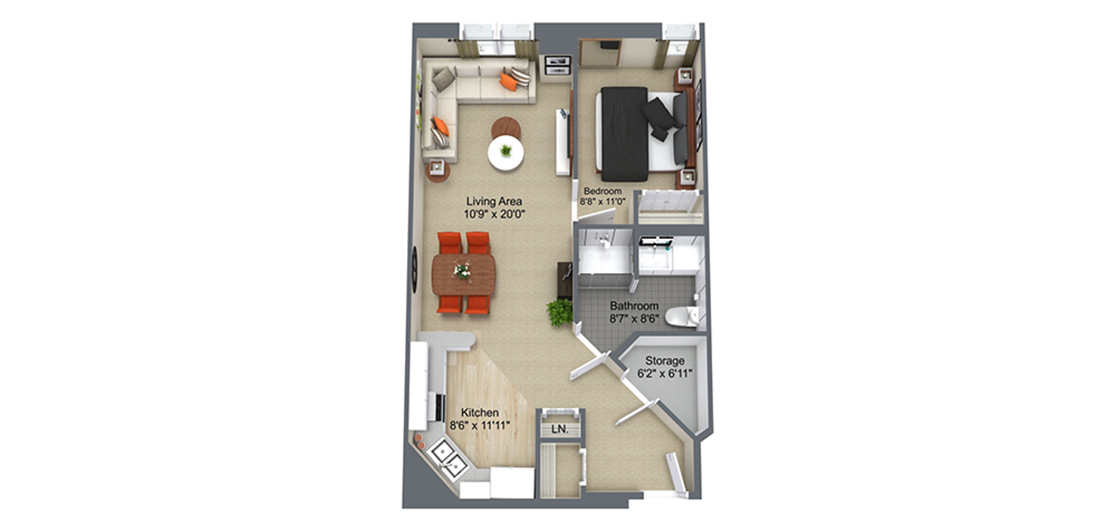 The Churchill Sample 1 Bedroom Plan