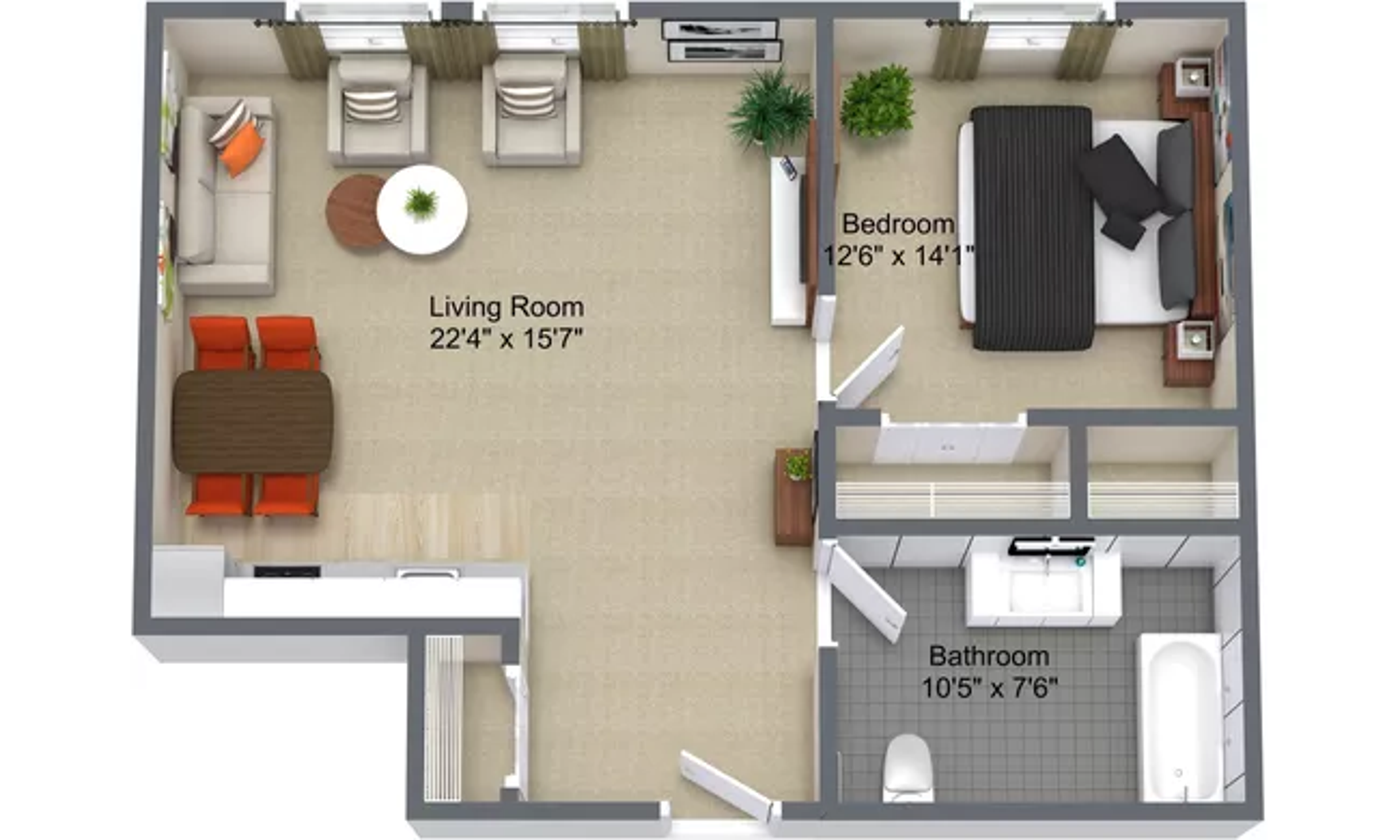 Bentley Swift Current Sample 1 Bedroom Plan