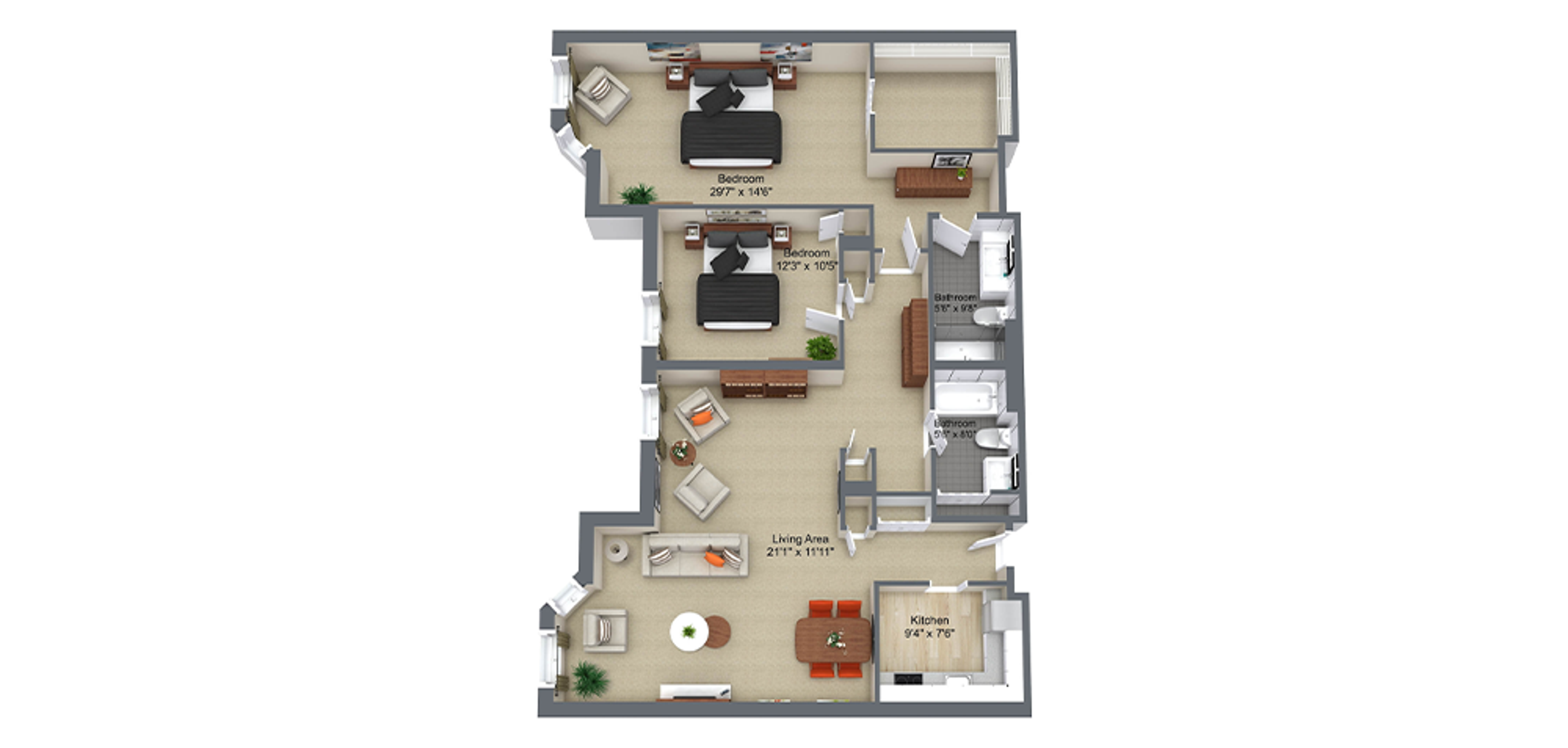 The Wellington Sample 2 Bedroom Plan