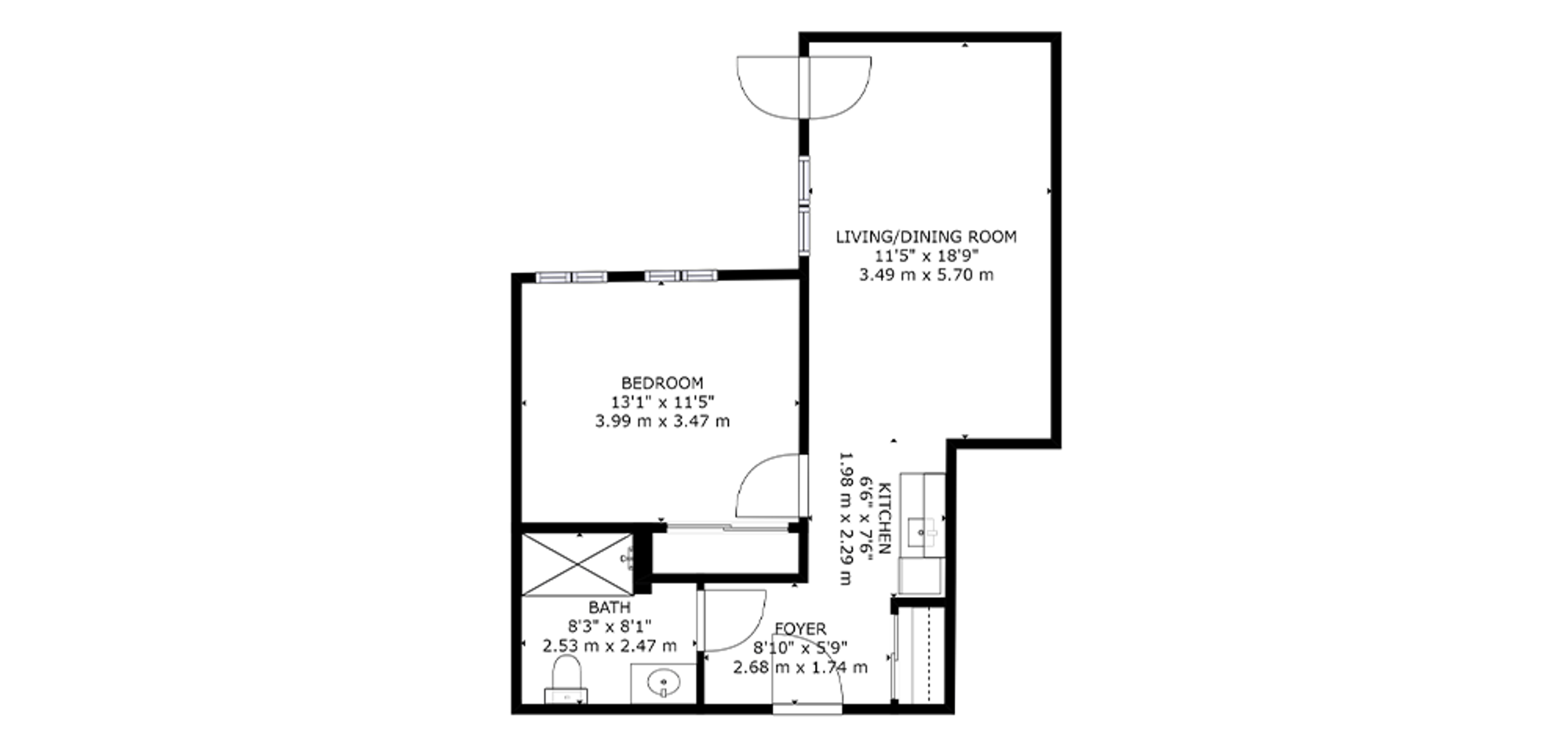 The Edgemont Sample 1 Bedroom Plan B