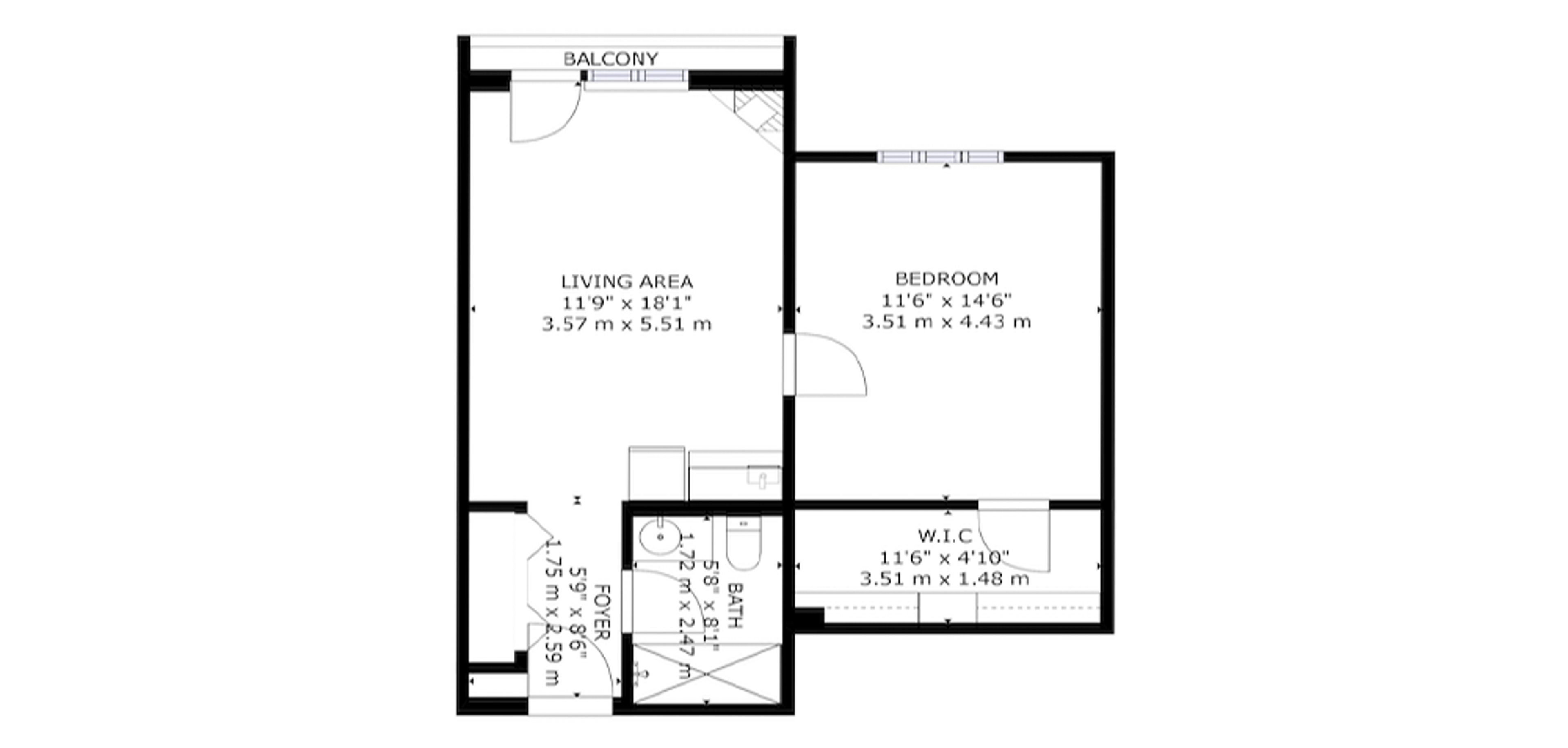 Alta Vista Sample 1 Bedroom Plan