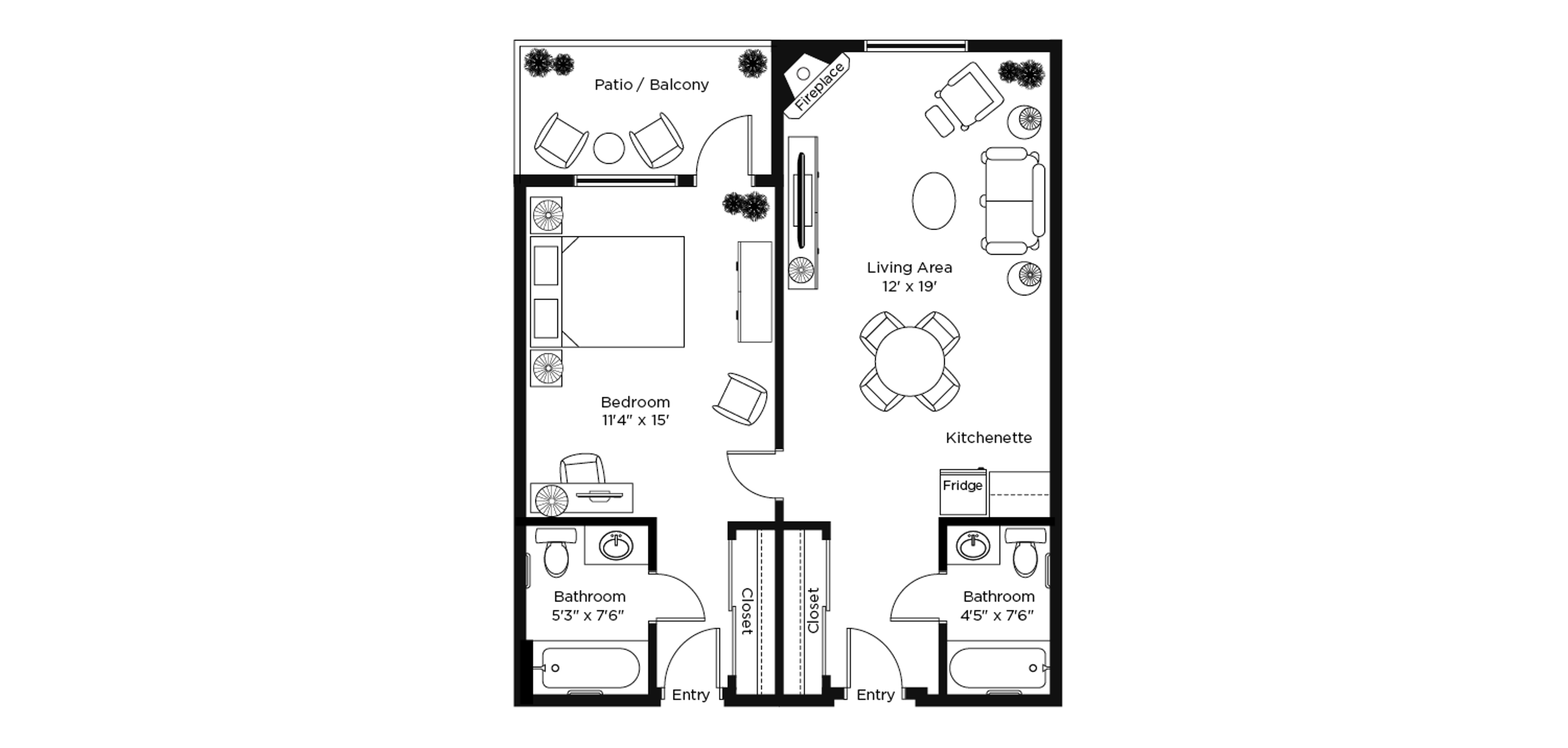 1 Bedroom Floor Plan, Venvi Heritage Manor
