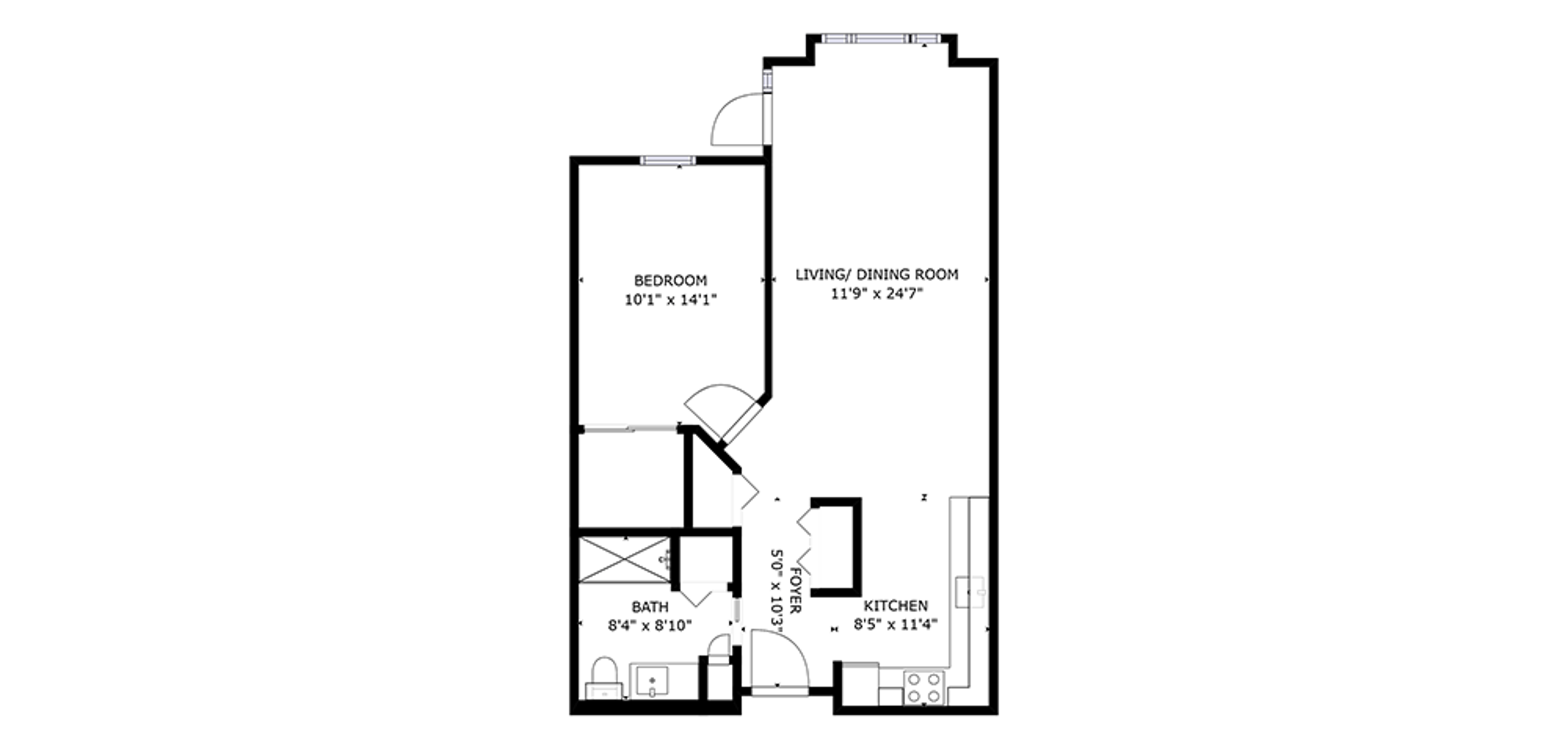 Hollyburn House Sample 1 Bedroom Plan A