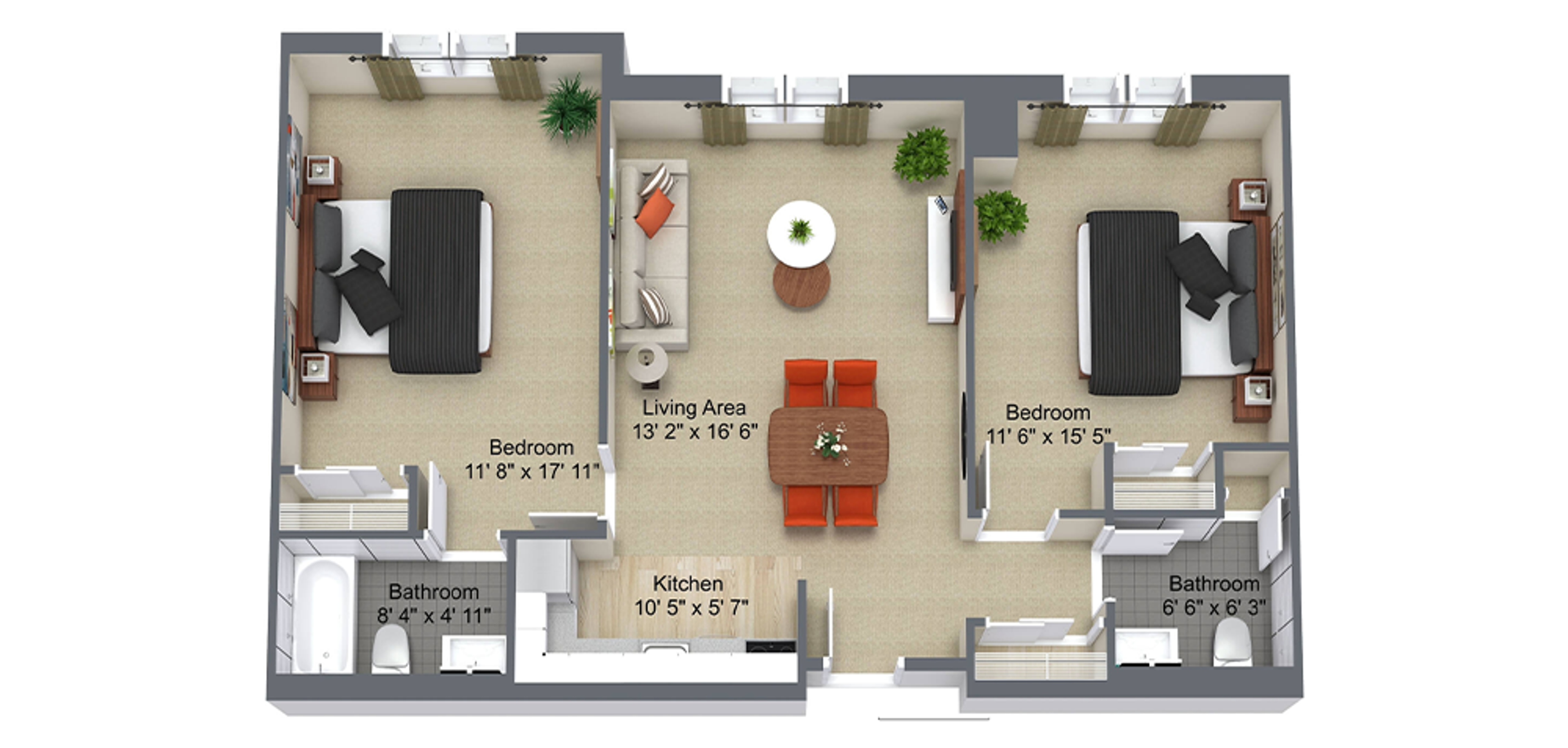 Birkdale Place Sample 2 Bedroom Plan