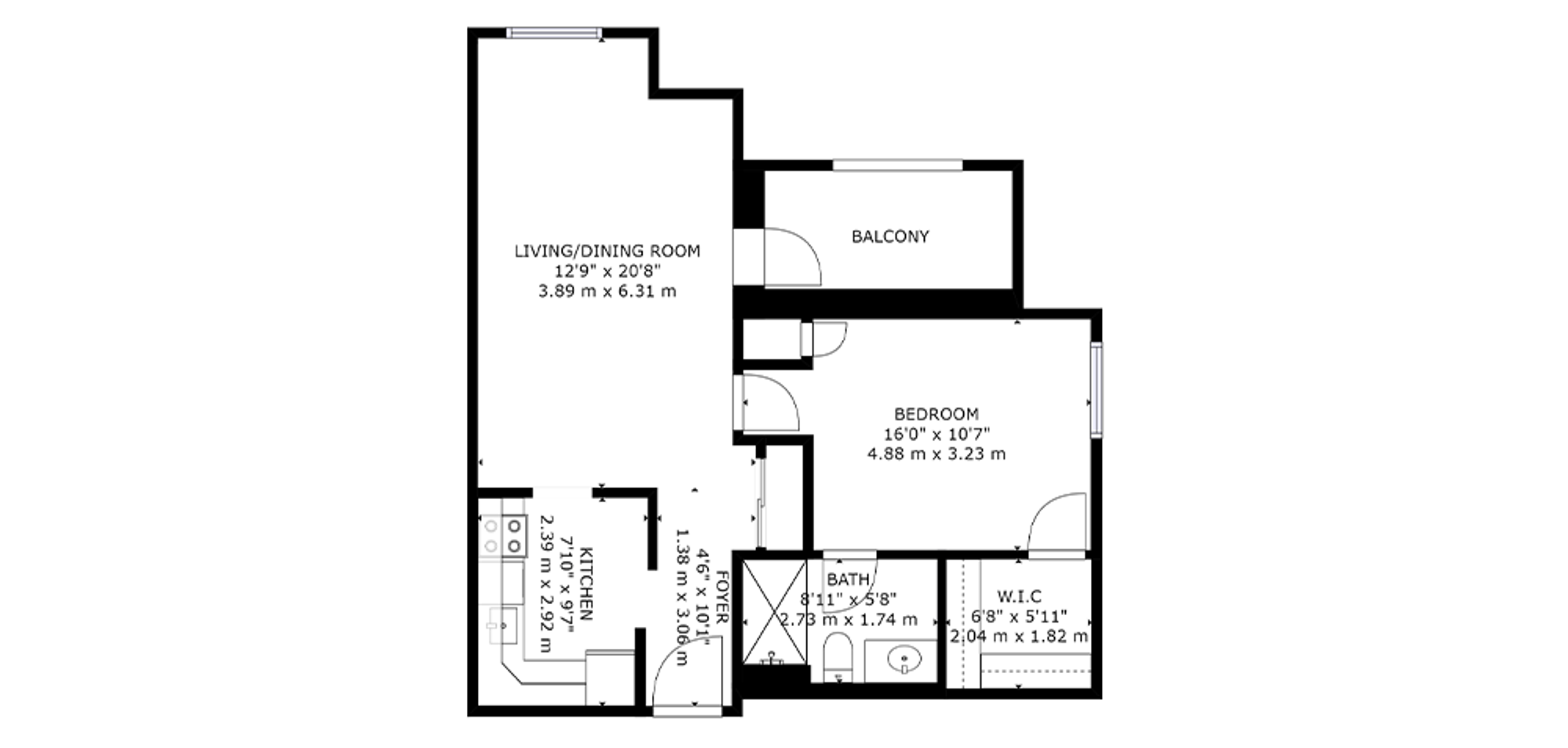 The Wellington Sample 1 Bedroom Plan A