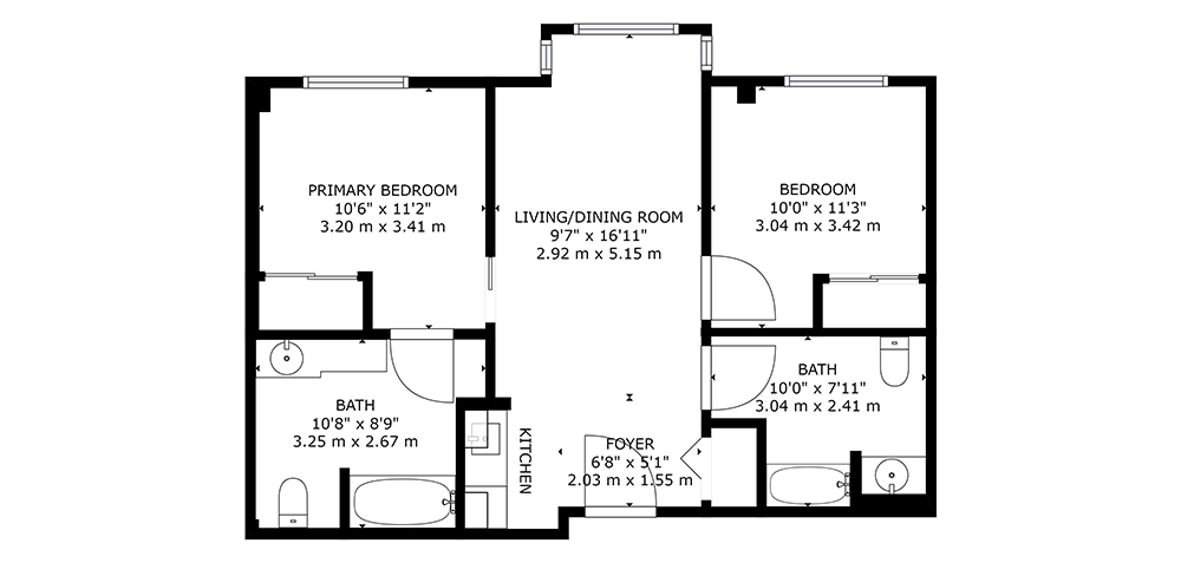 River Ridge Sample 2 Bedroom Plan