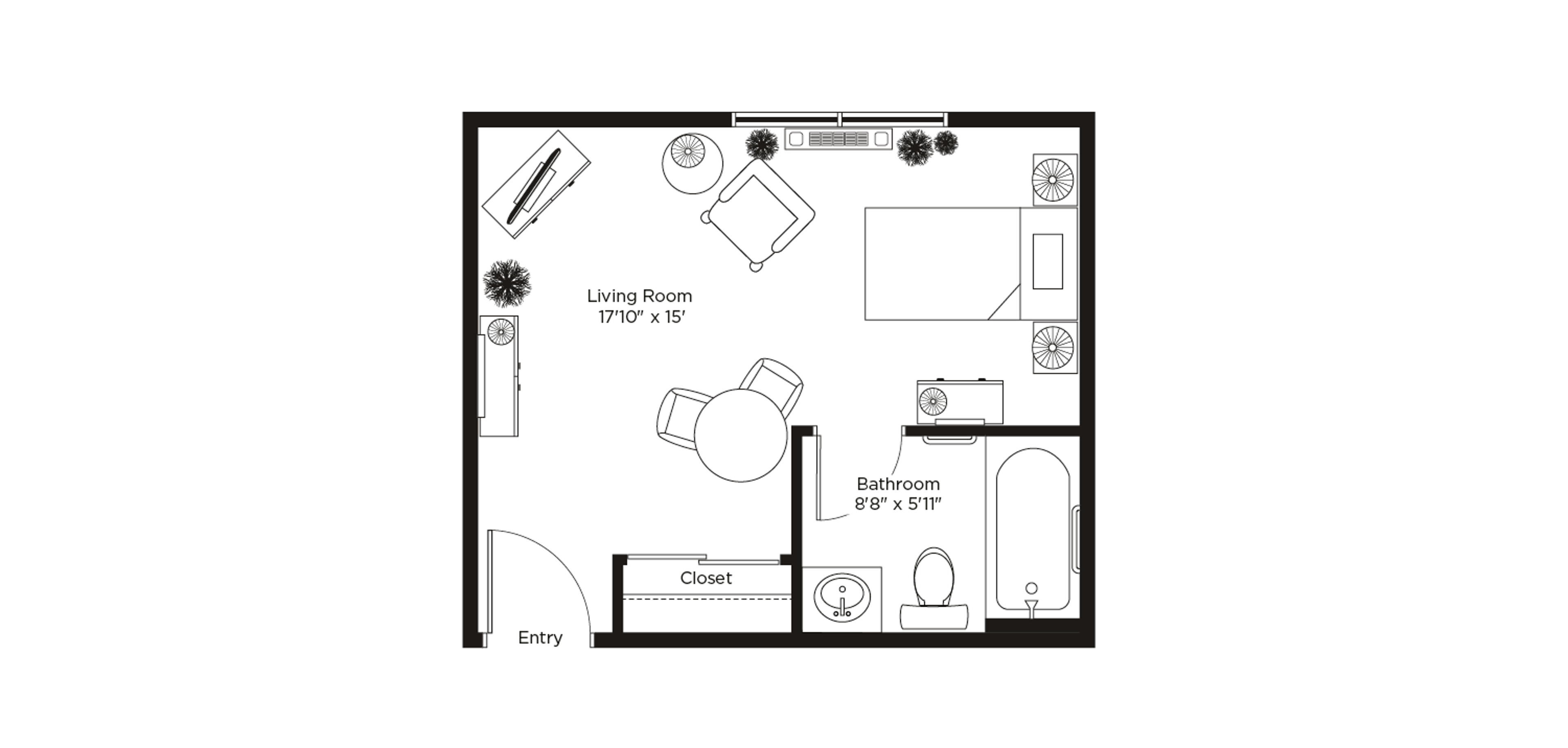 Christopher Terrace Sample Studio Plan D