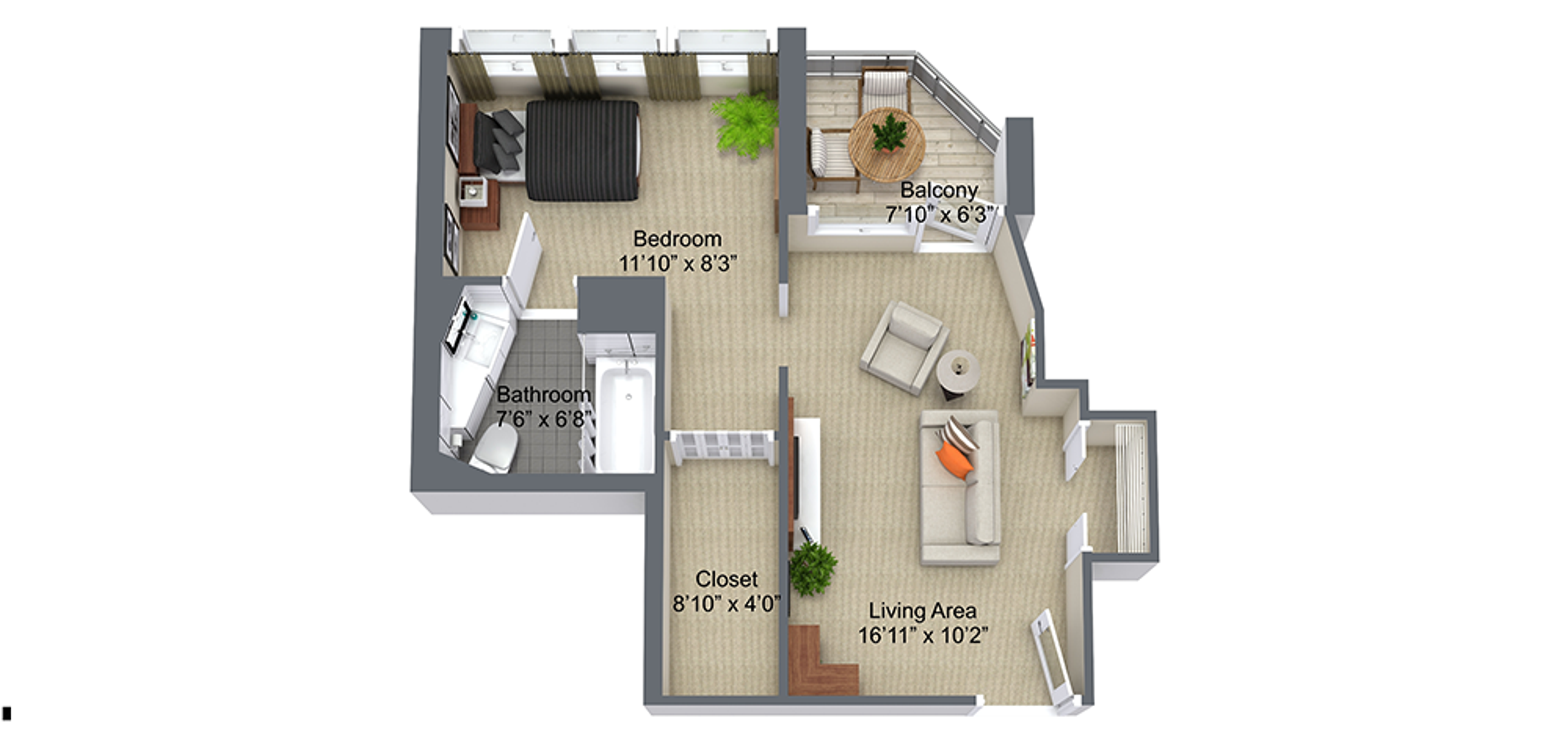 The Annex Sample 1 Bedroom Plan