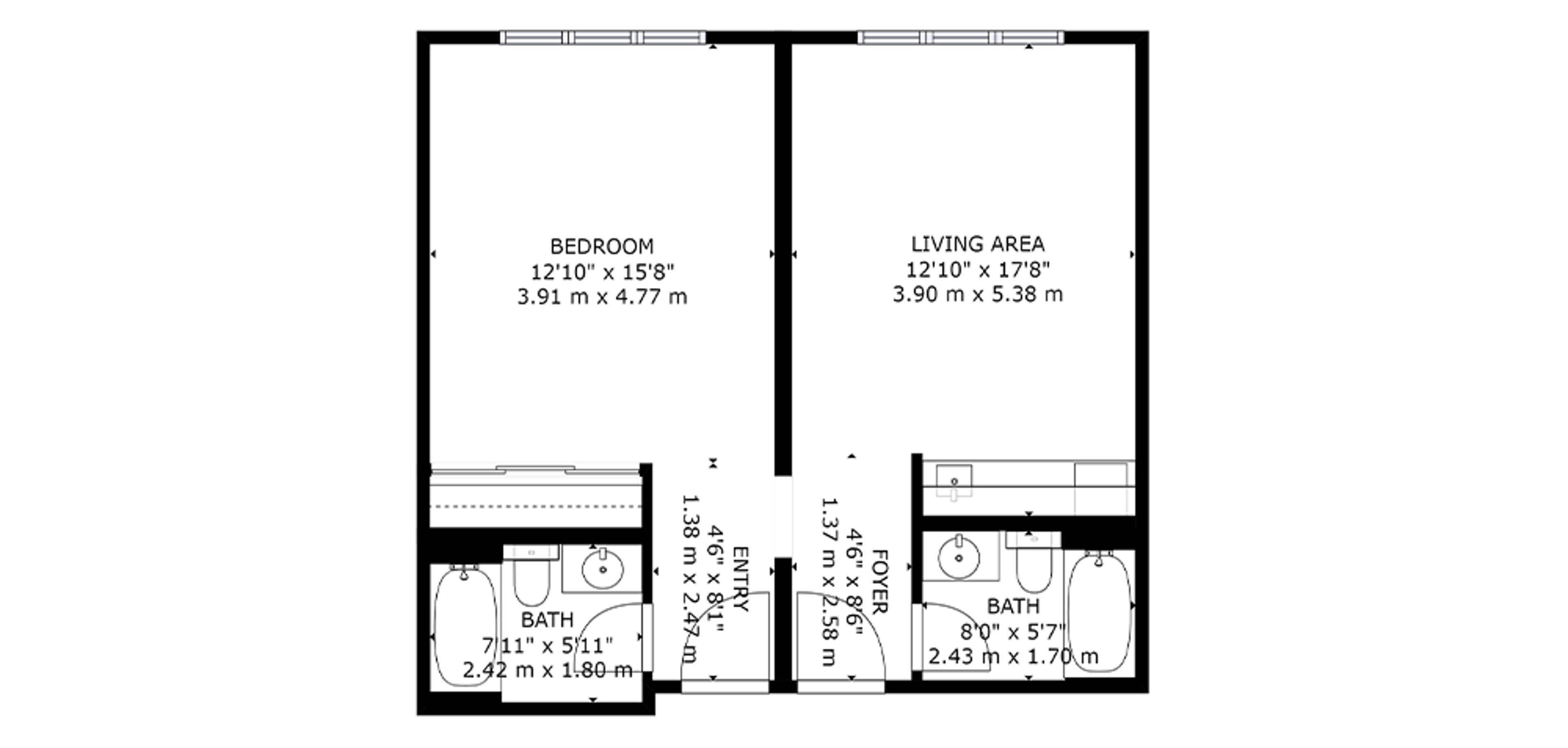 Prince of Wales Sample 1 Bedroom Plan A