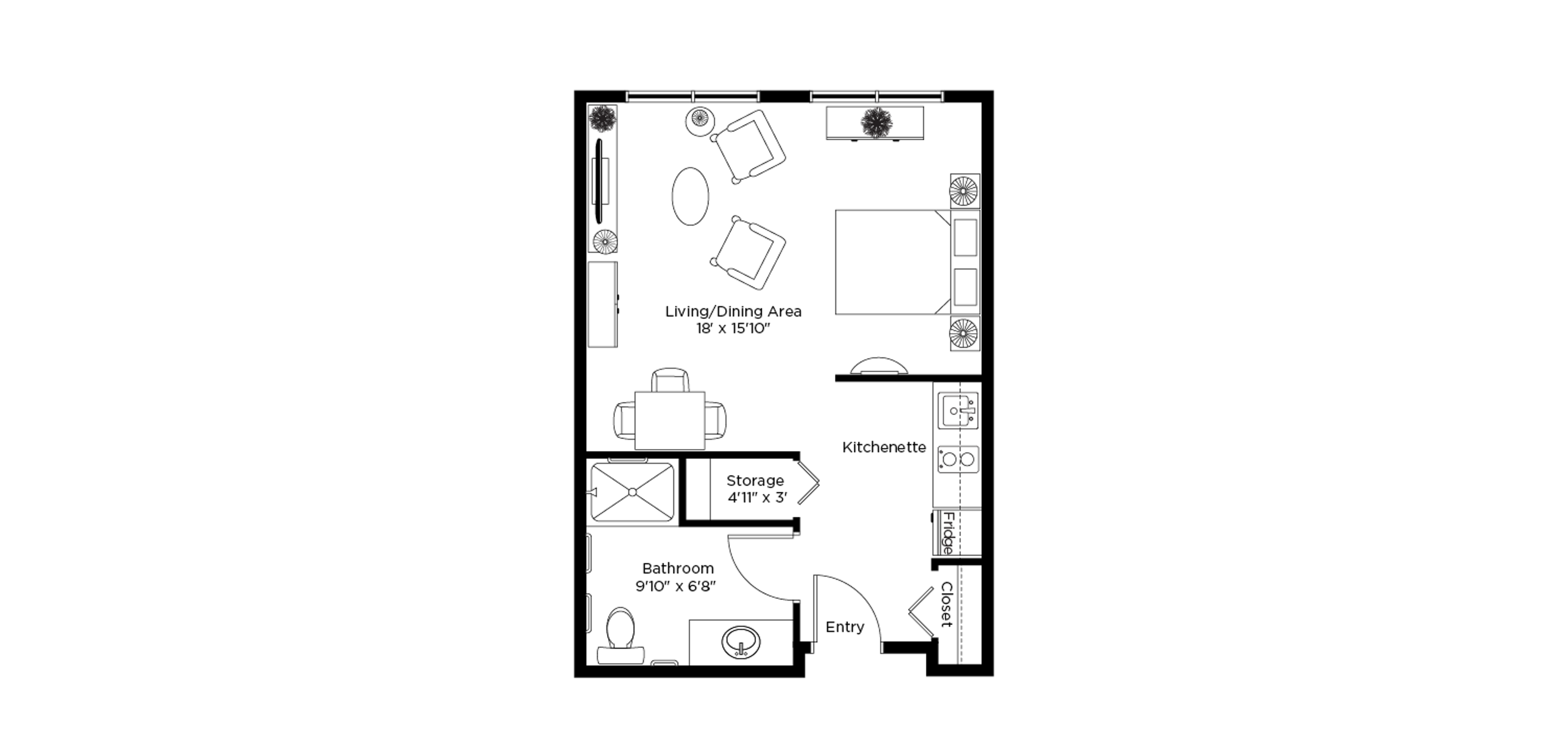 Studio Floor Plan, Renaissance, Langley