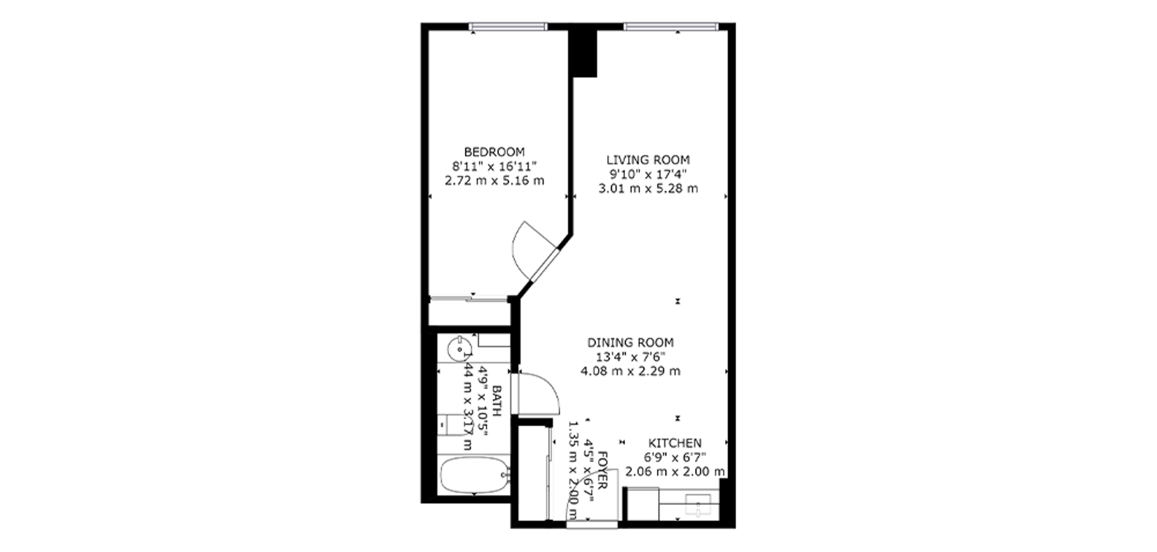 The Kensington Oakville Sample 1 Bedroom Plan