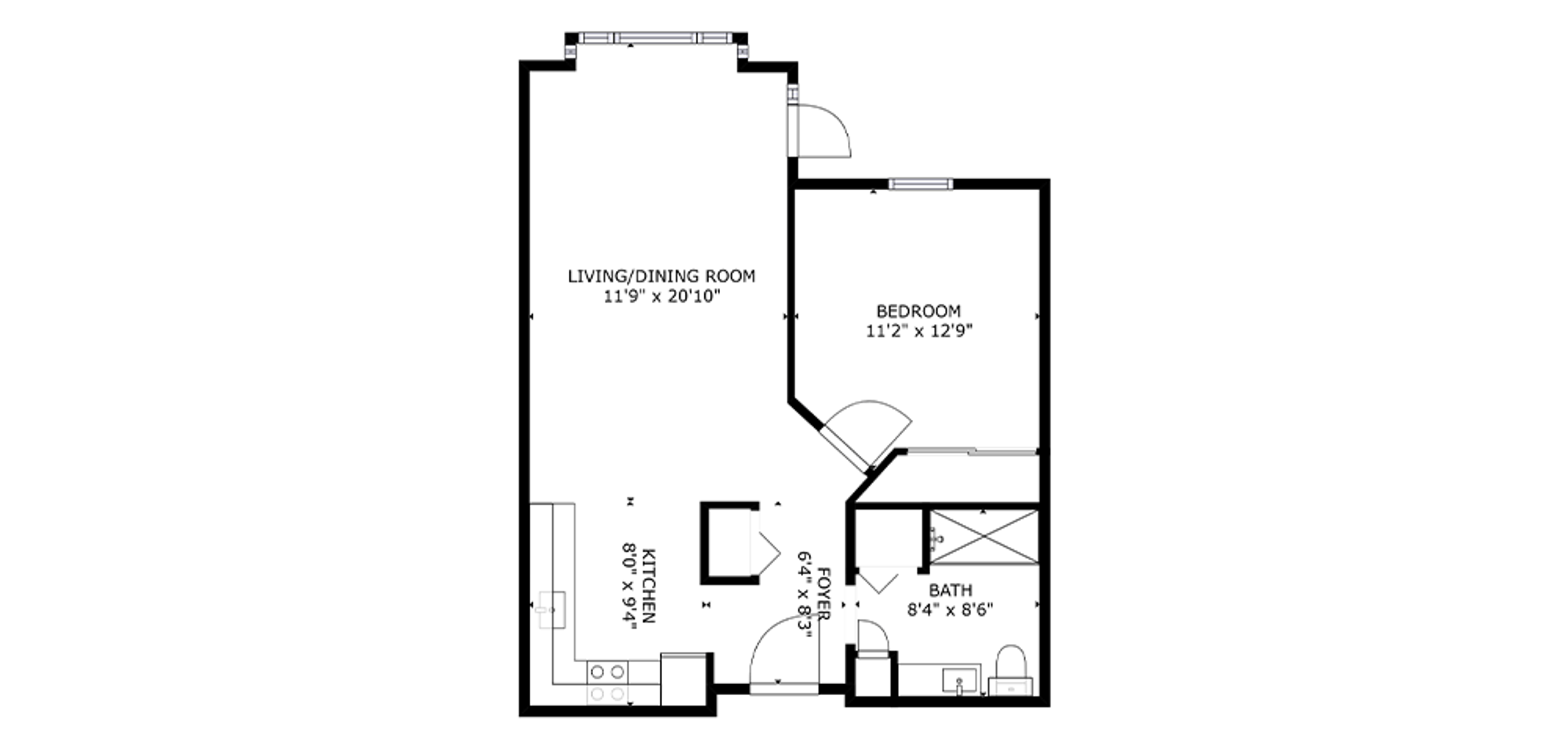Hollyburn House Sample 1 Bedroom Plan D