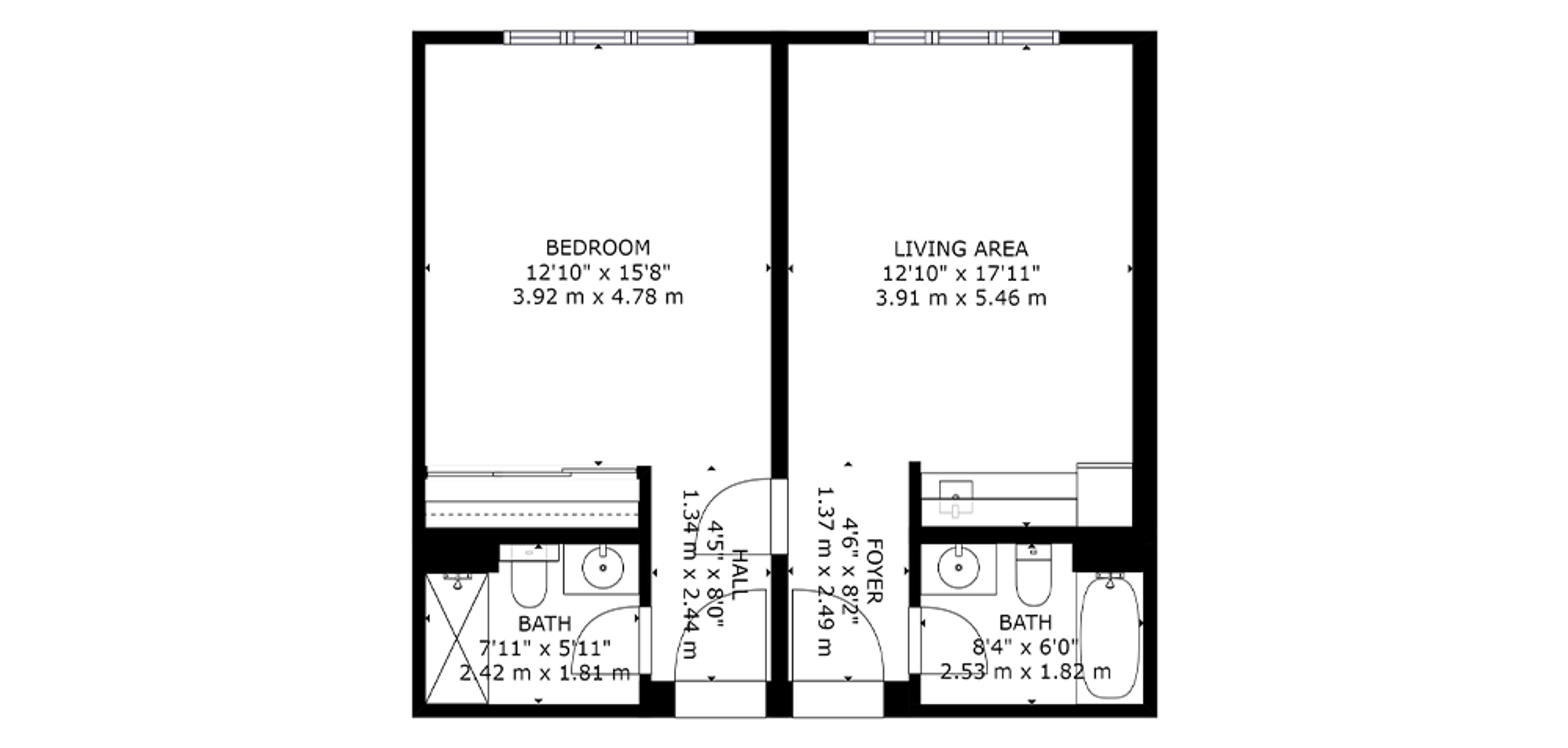 Prince of Wales Sample 1 Bedroom Plan B