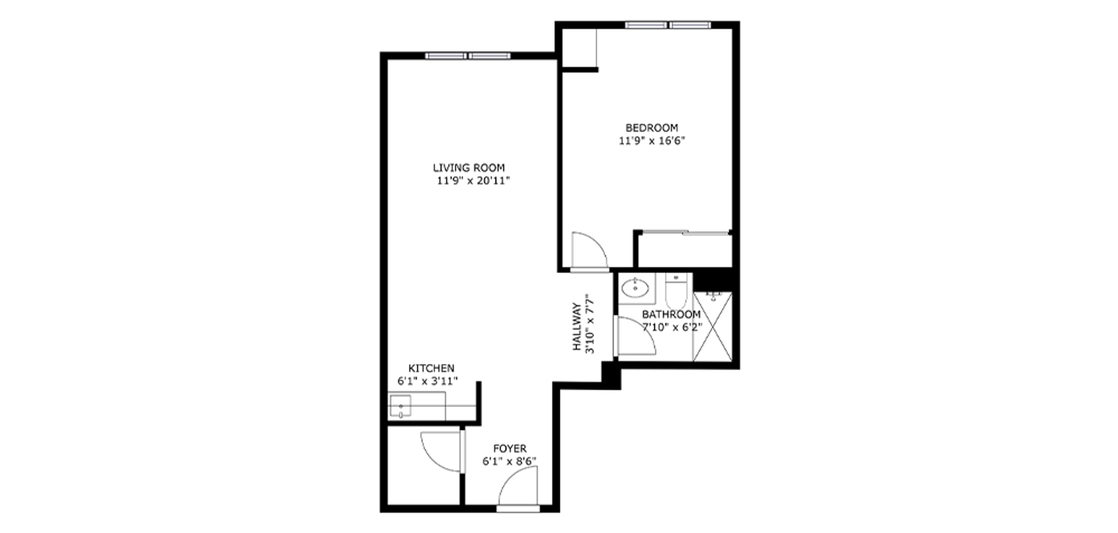 Birkdale Place Sample 1 Bedroom Plan E