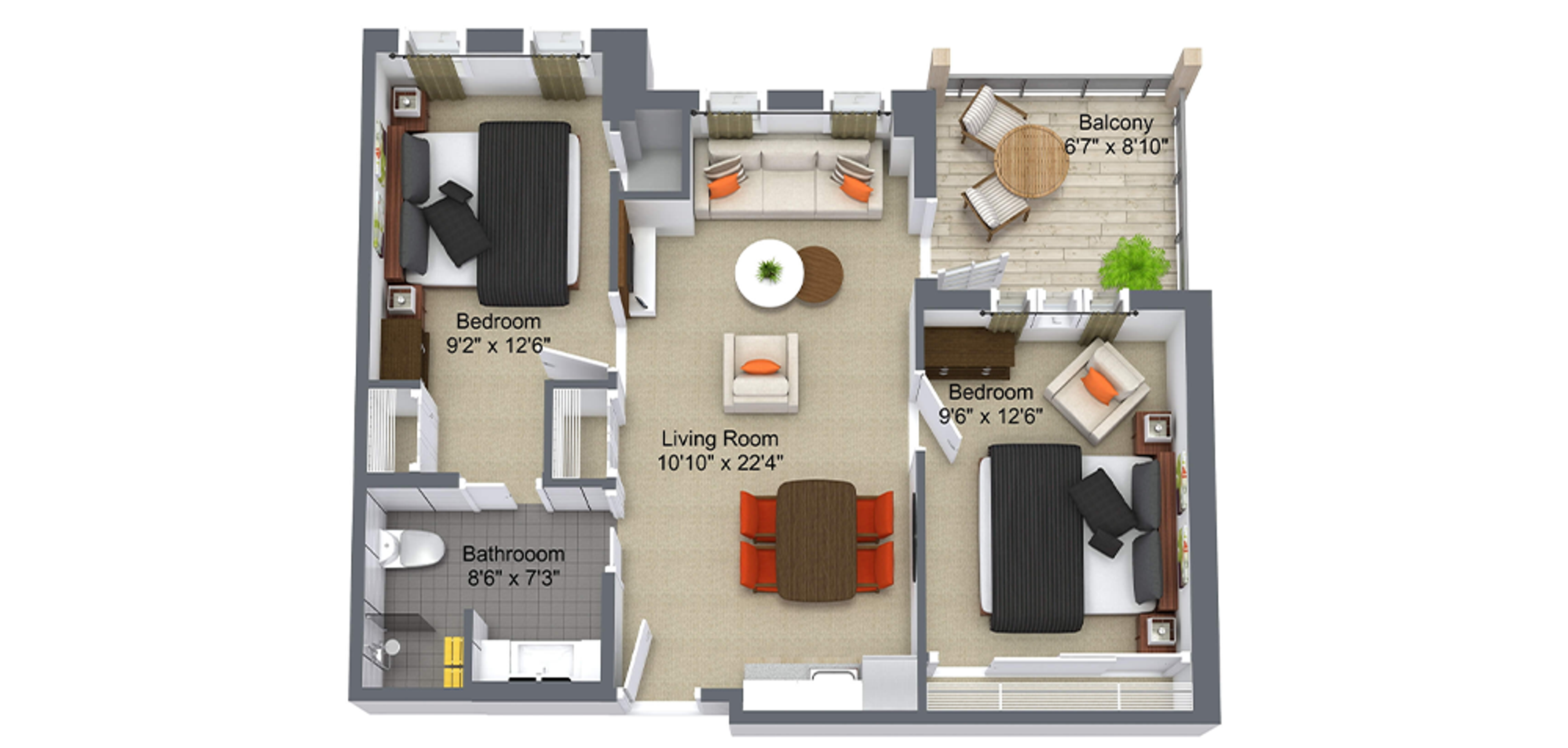 Port Perry Villa Sample 2 Bedroom Plan