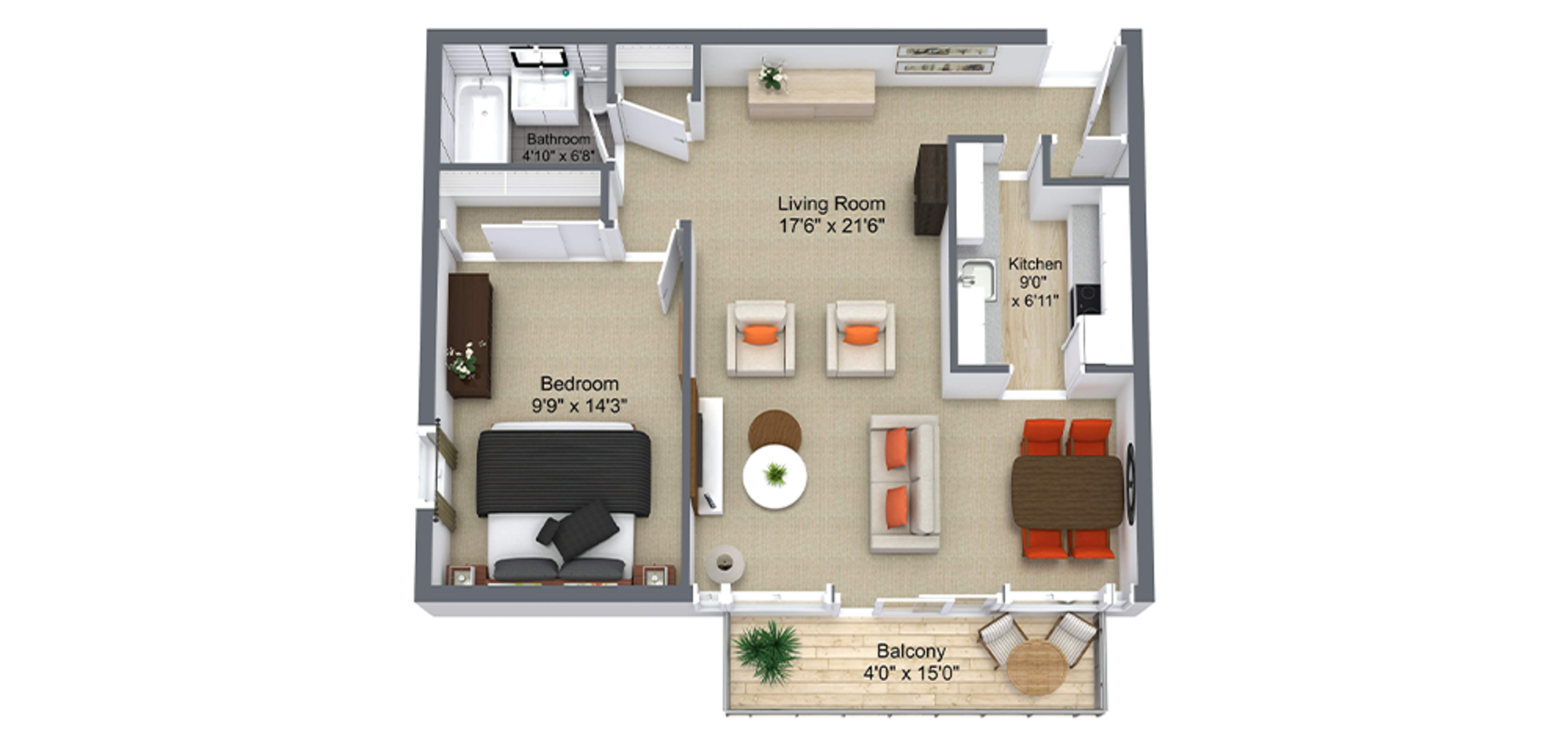 Don Mills Seniors' Apartments Sample 1 Bedroom Plan