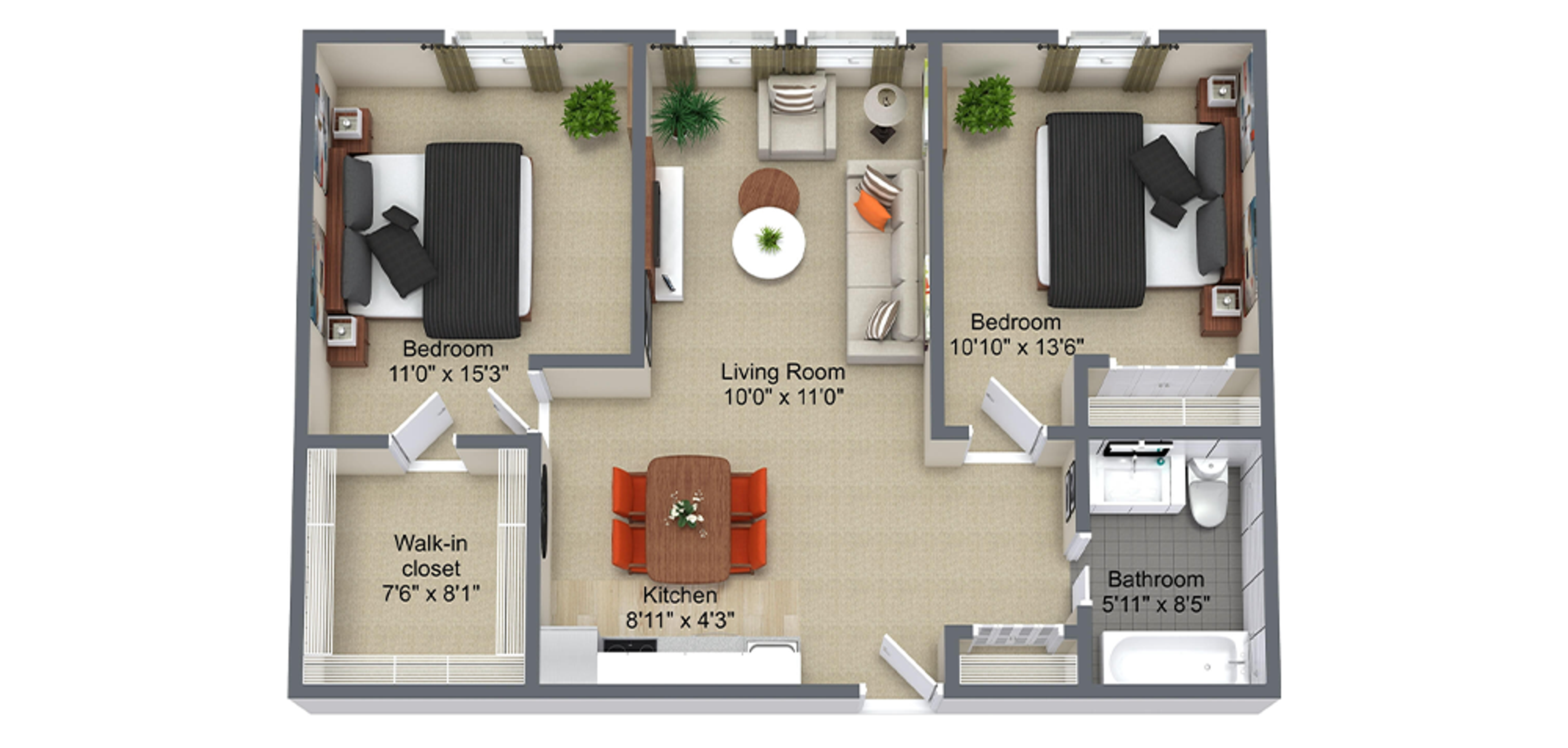 The Bentley Swift Current Sample 2 Bedroom Plan