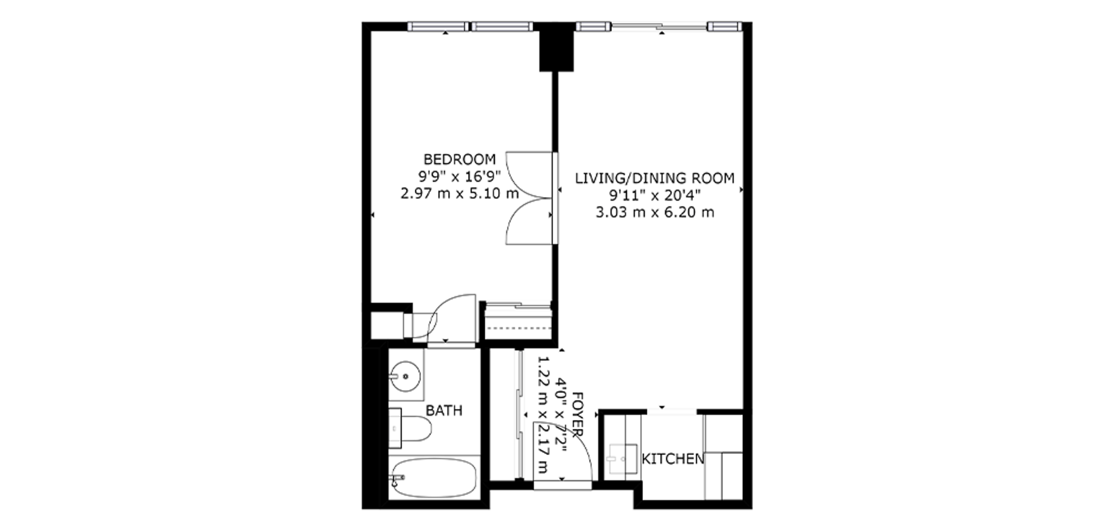 King Gardens Sample 1 Bedroom Plan A