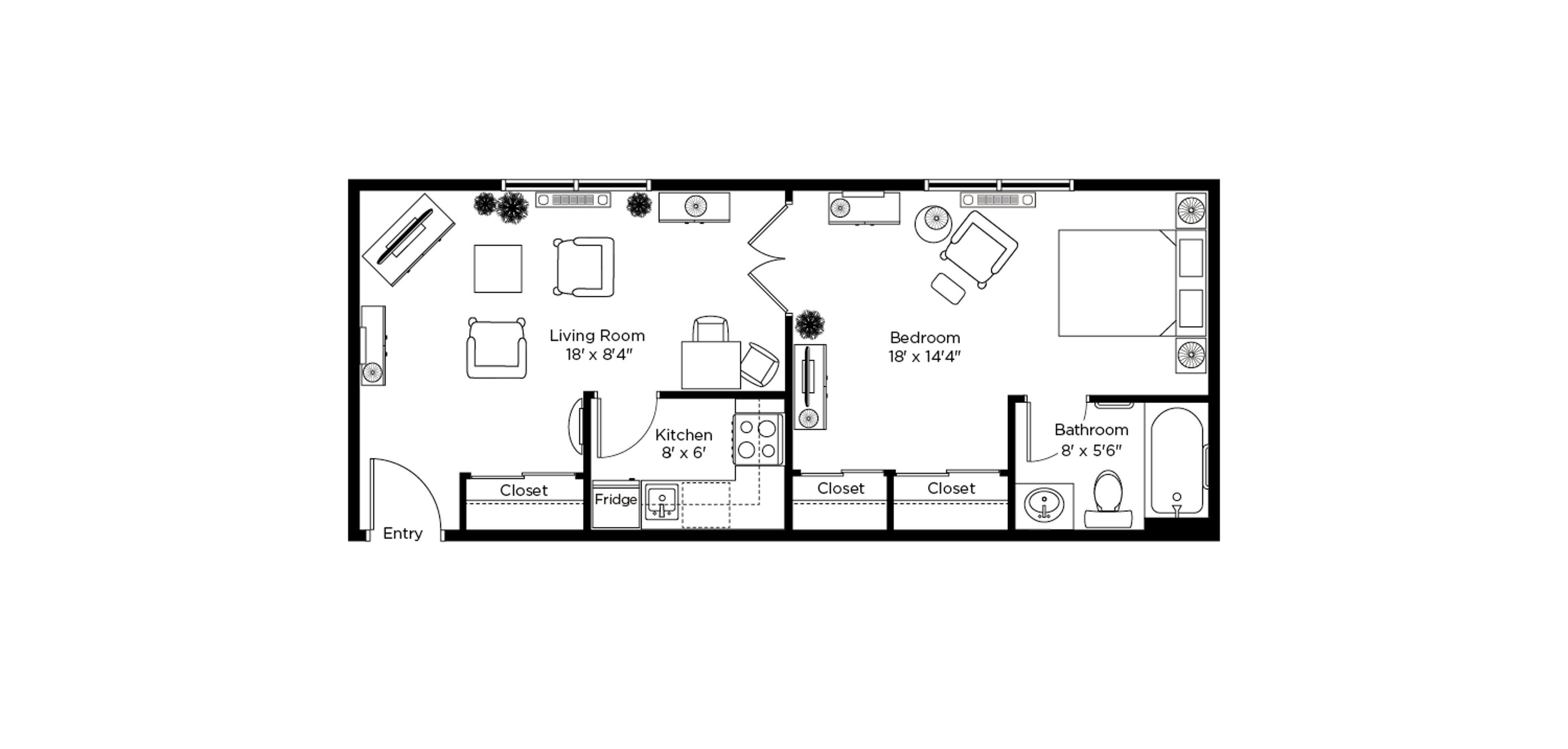 Christopher Terrace Sample 1 Bedroom Plan A