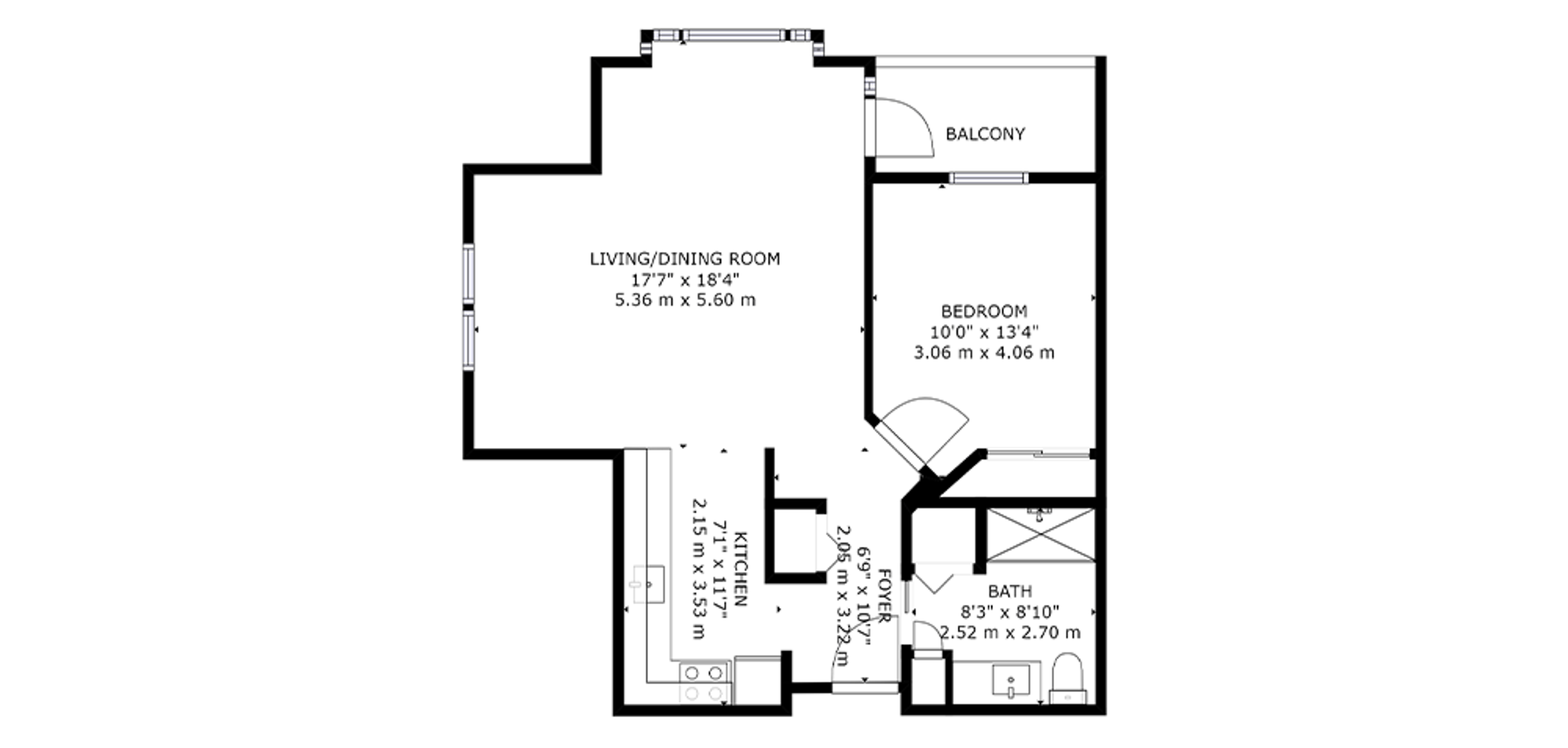 Hollyburn House Sample 1 Bedroom Plan C