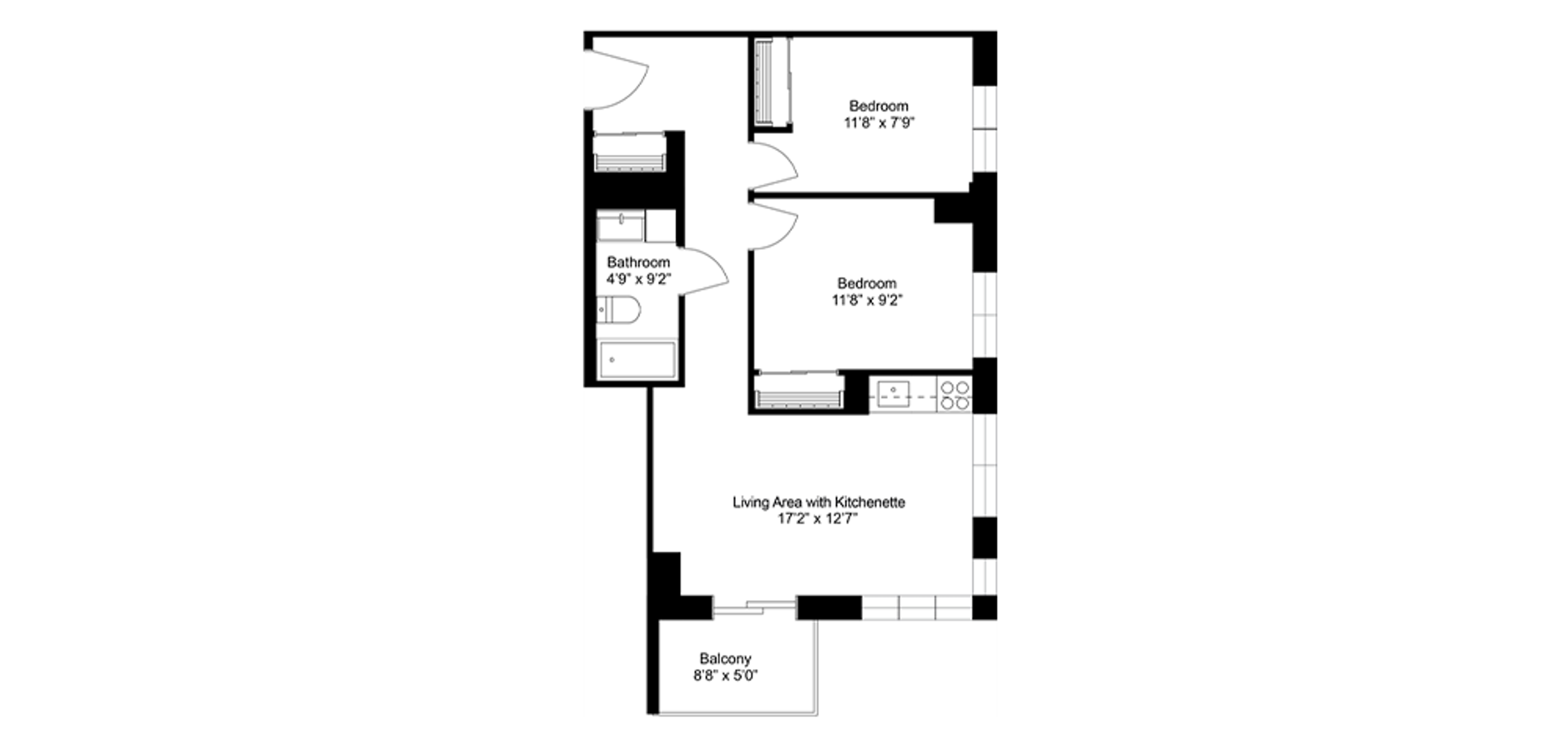 The Kensington Oakville Sample 2 Bedroom Plan