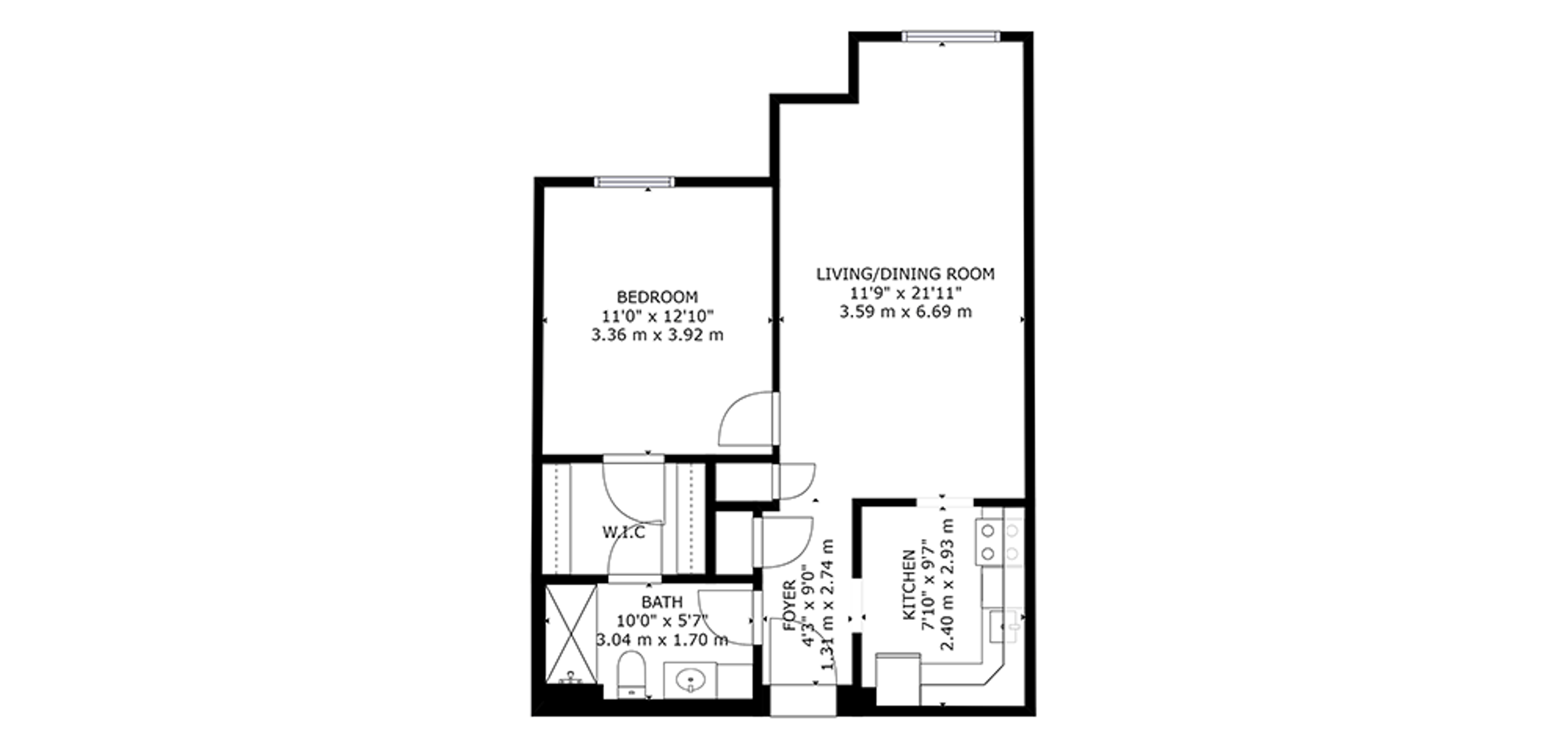 The Wellington Sample 1 Bedroom Plan D