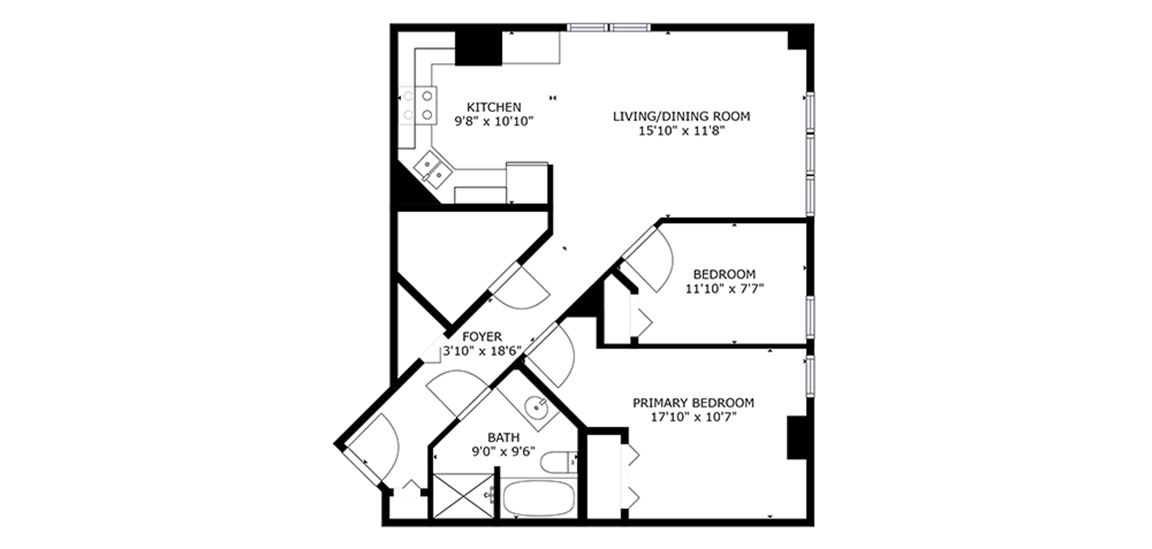 The Churchill Sample 2 Bedroom Plan