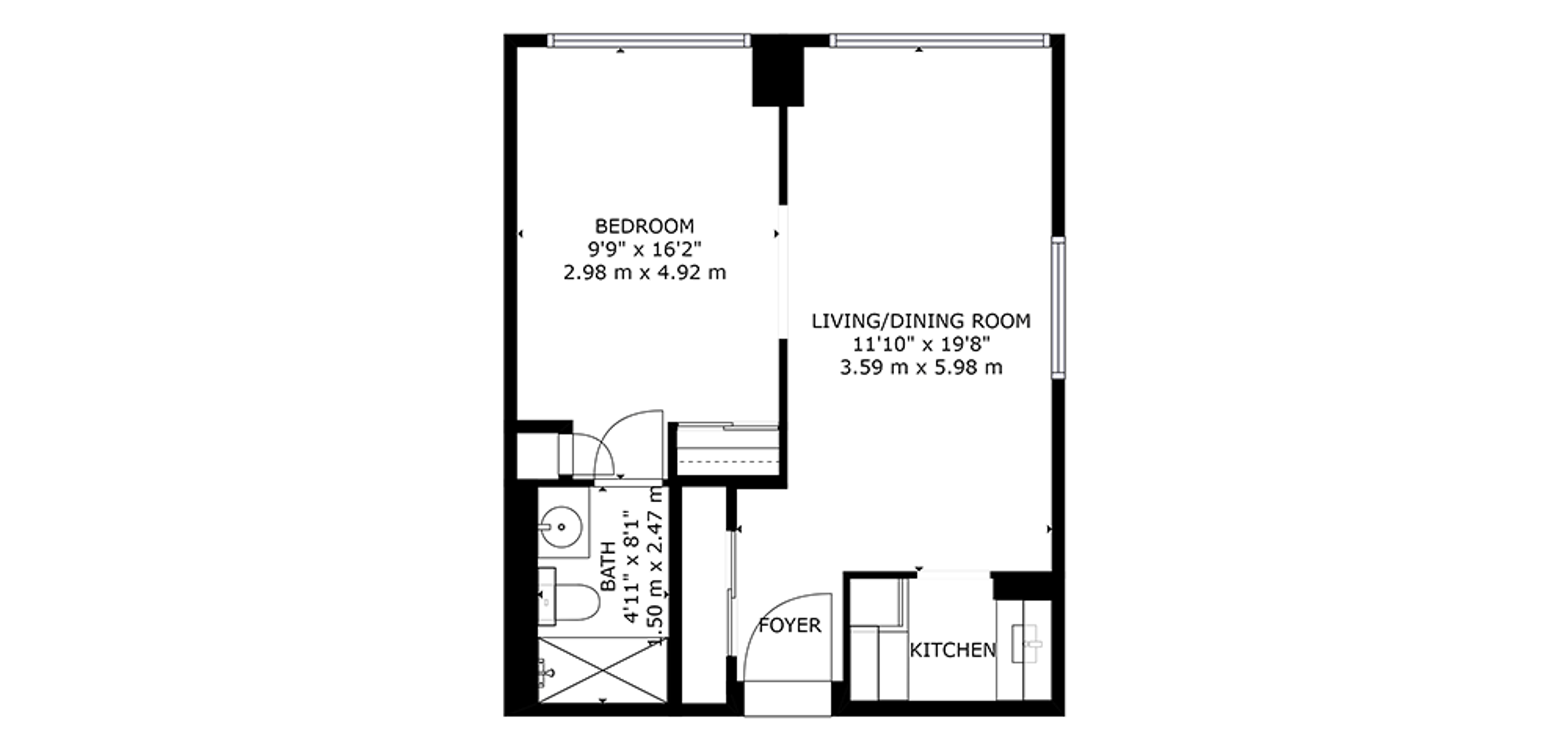 King Gardens Sample 1 Bedroom Plan B