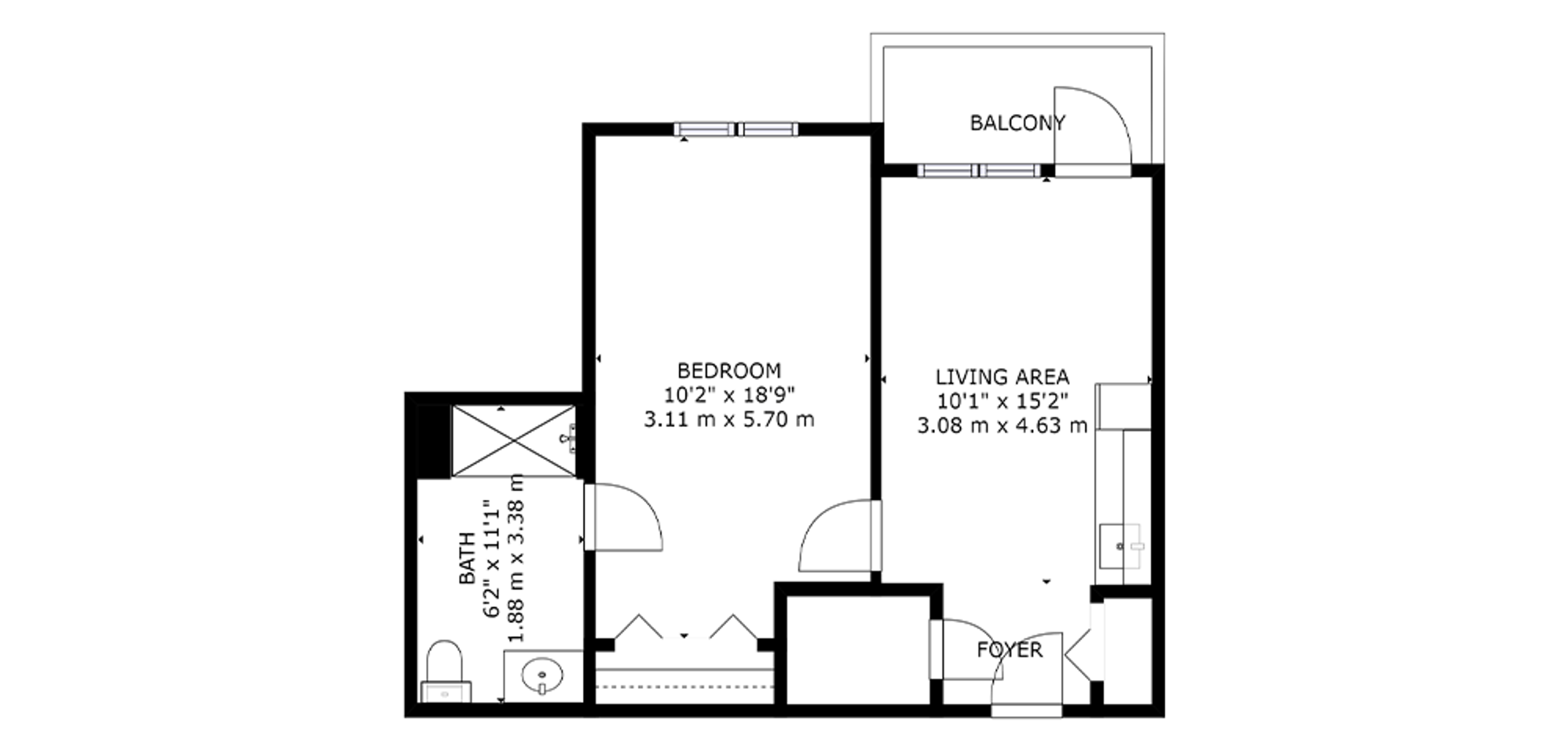 Marian Chateau Sample 1 Bedroom Plan D