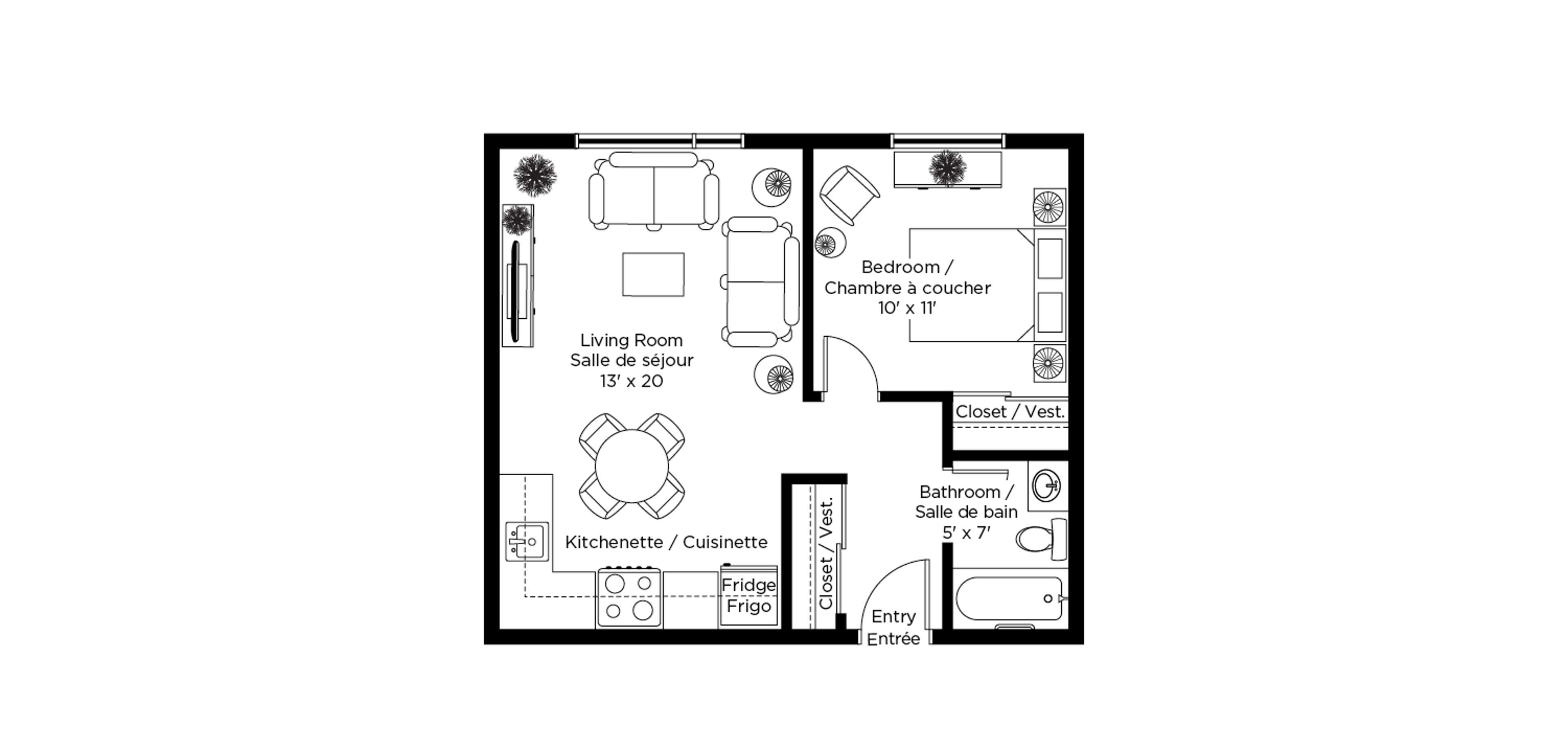 1 Bedroom Floor Plan, Héritage, Ottawa
