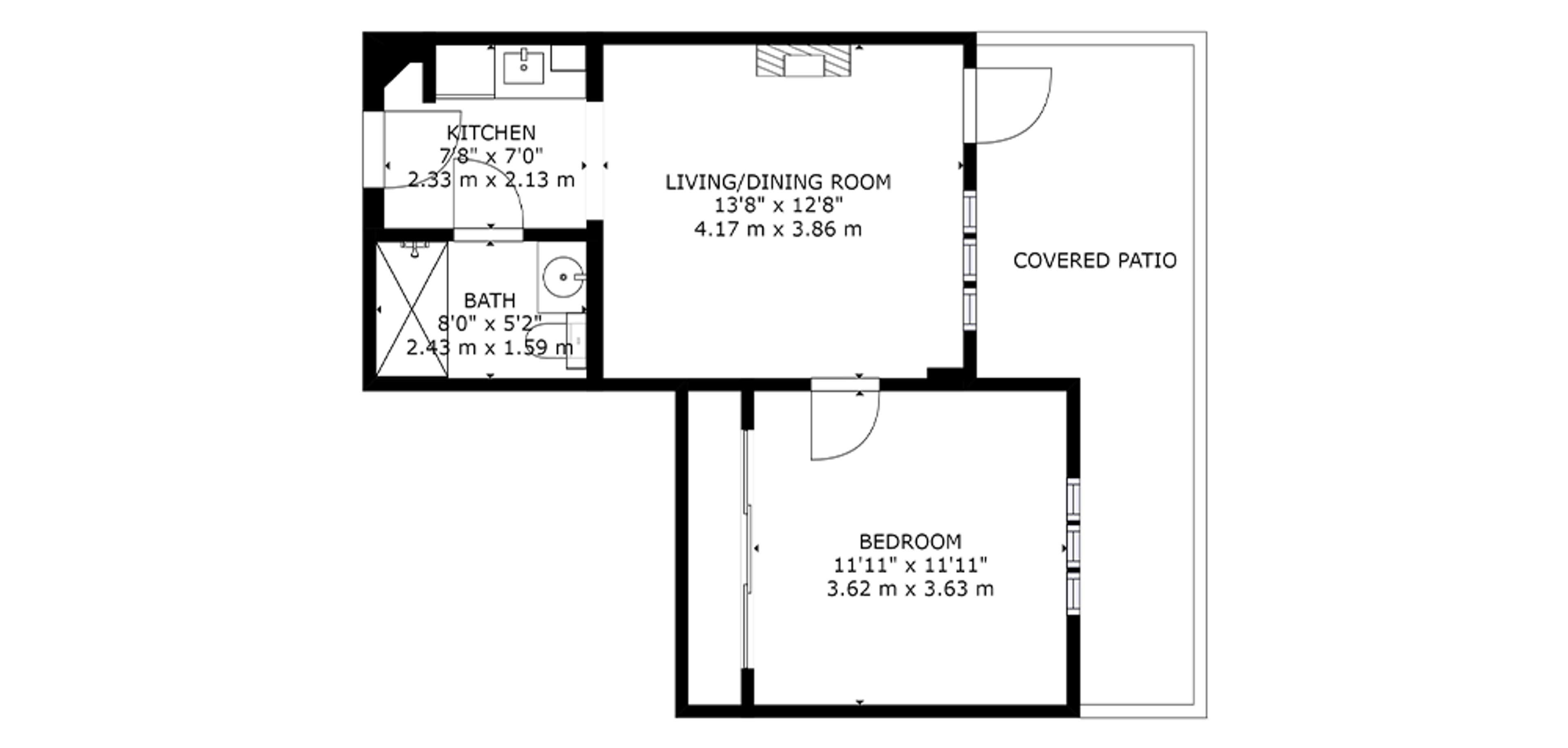 Windsor Sample 1 Bedroom Plan