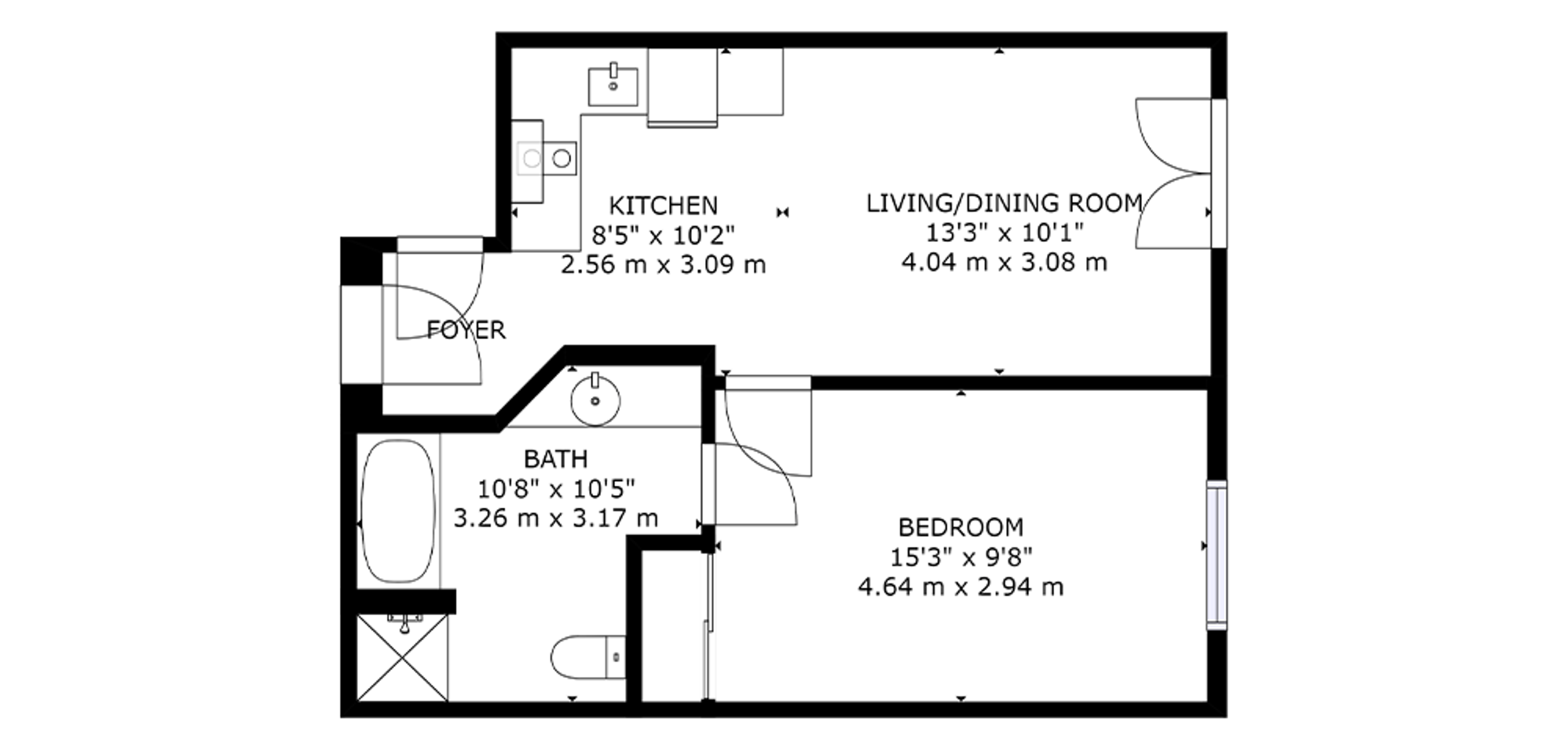 Sample 1 Bedroom Plan B, Portsmouth, Winnipeg