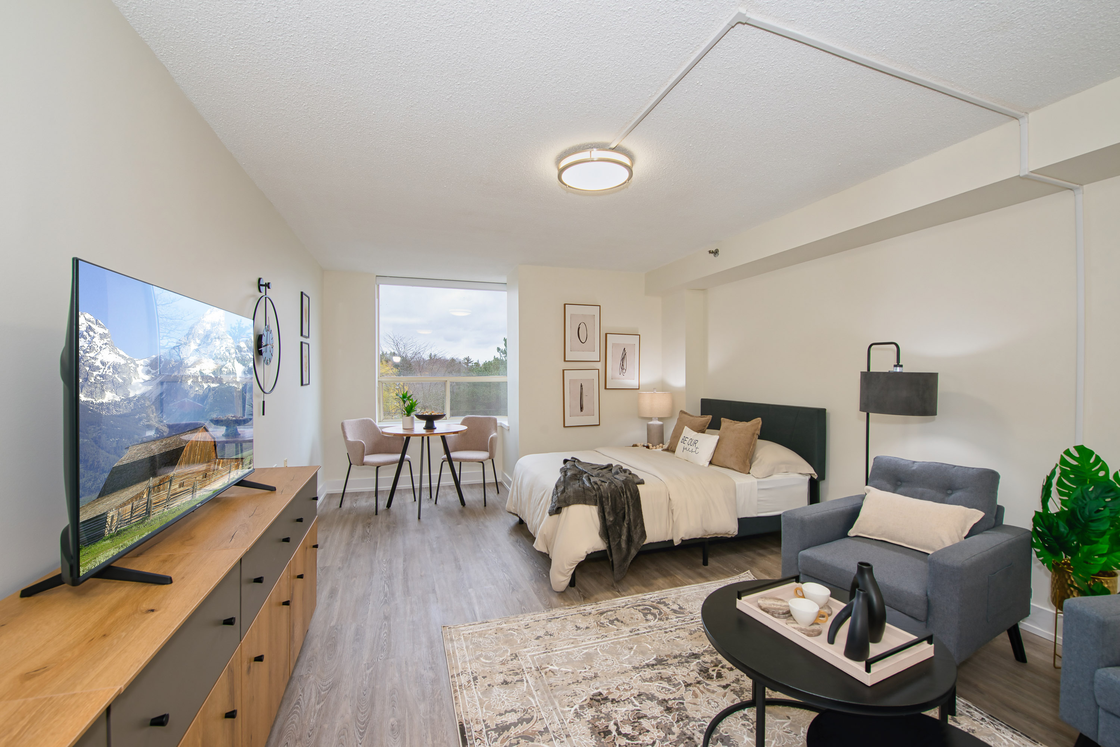 Located in the heart of Don Mills, you’re close to bustling shops, restaurants, botanical gardens, and major highways. Donway Place Model Suite Studio.