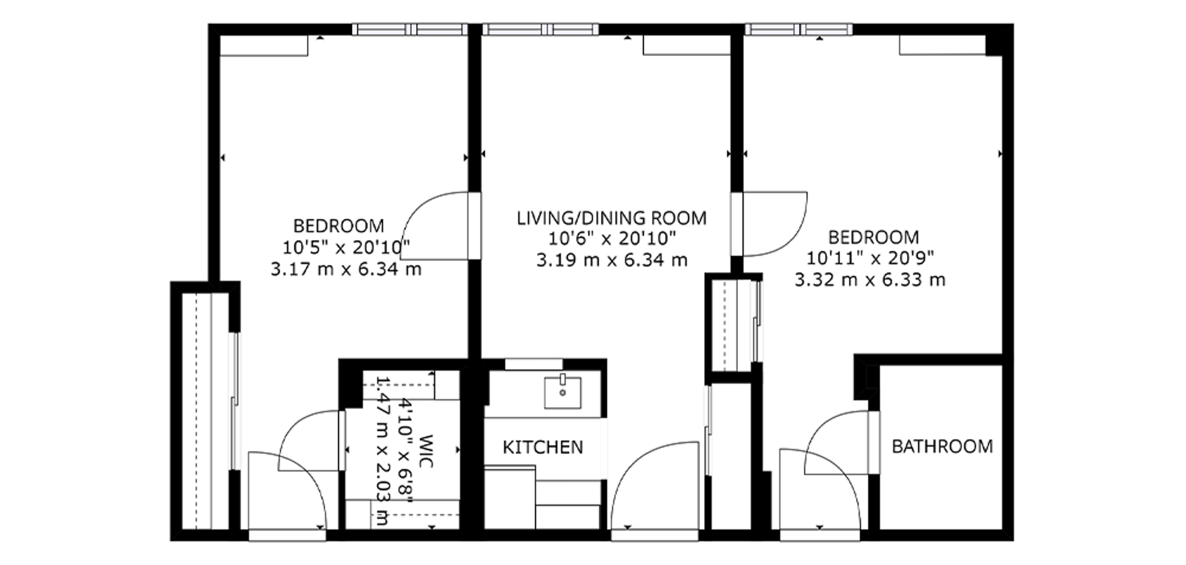 Leaside Sample 2 Bedroom Plan
