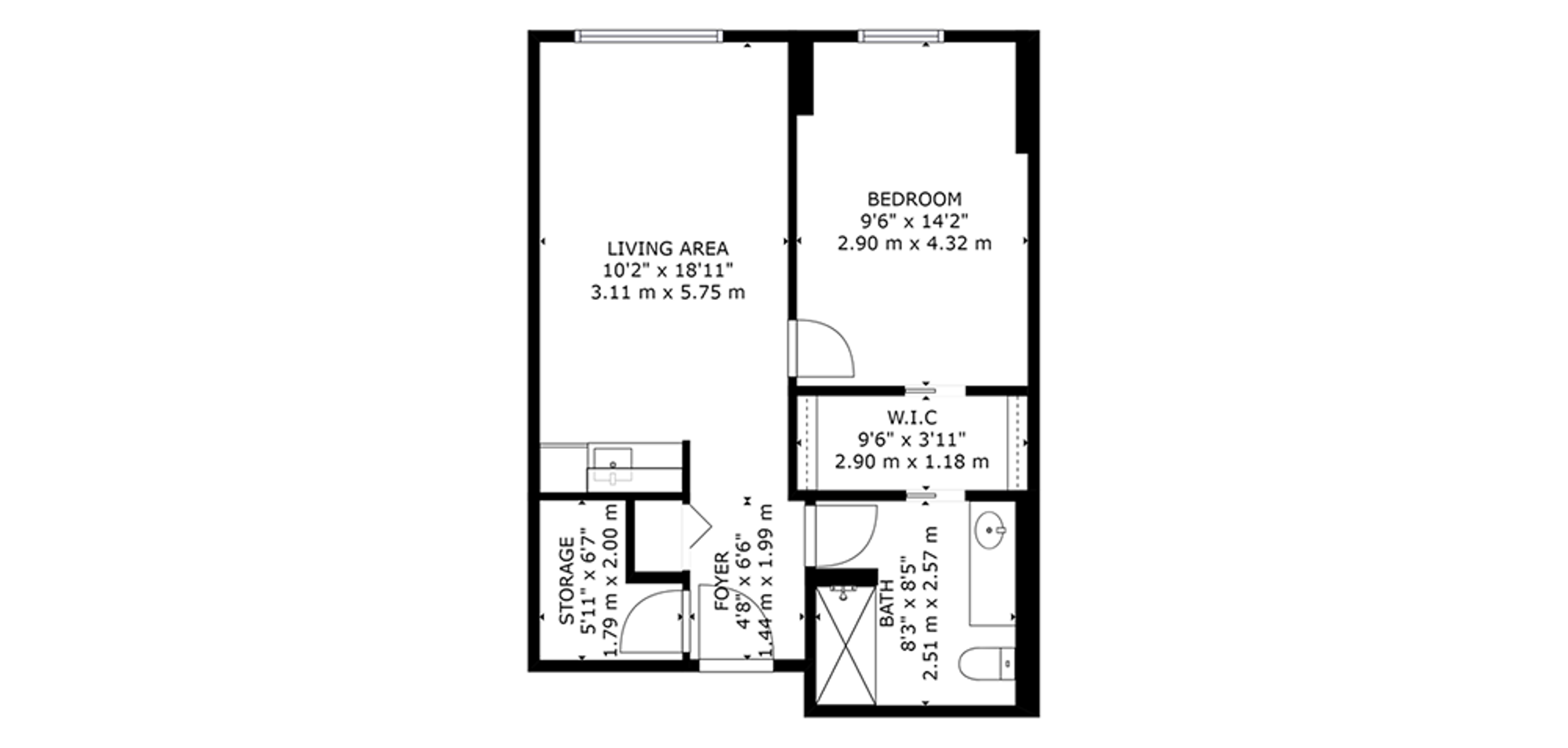 Chateau Renoir Sample 1 Bedroom plan B 