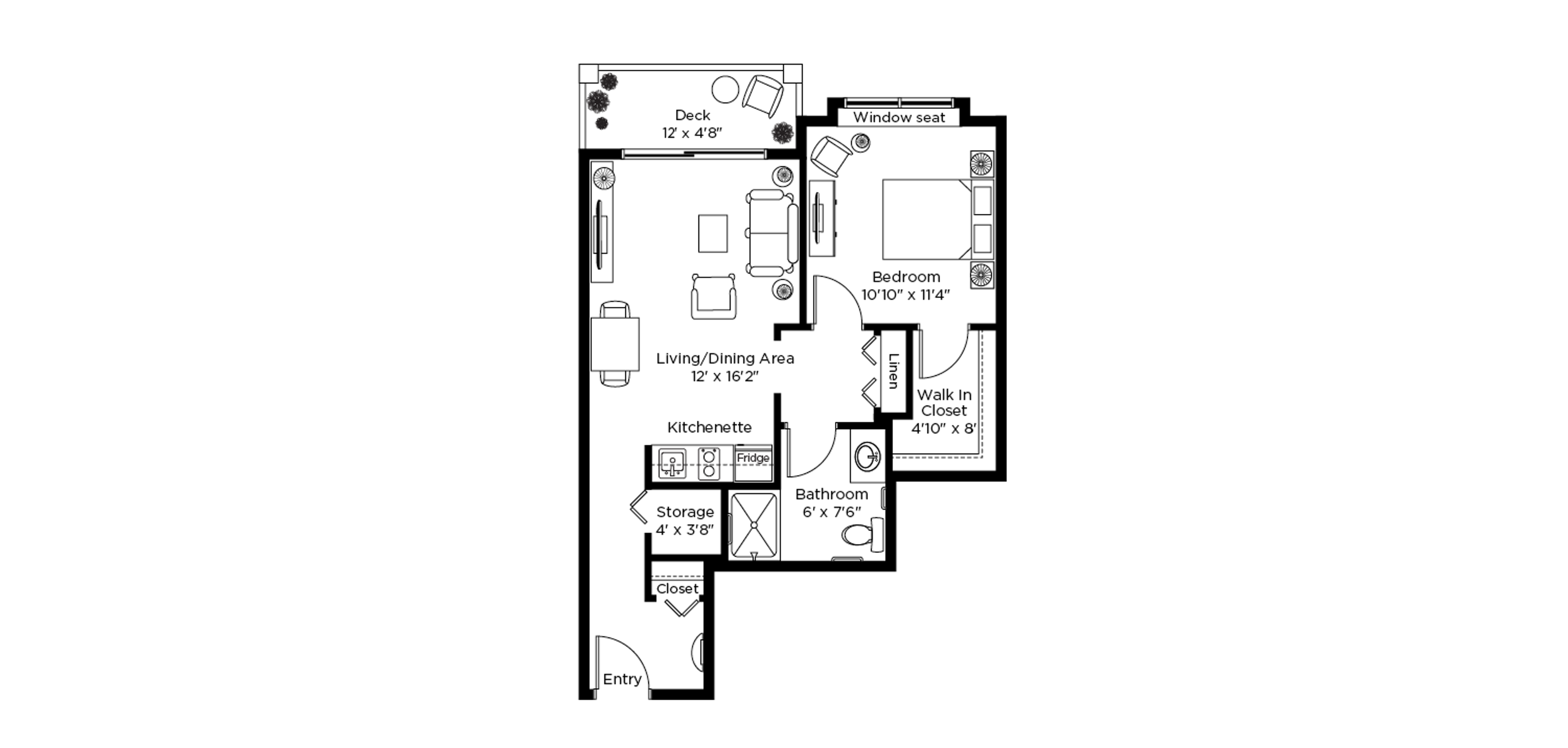 1 Bedroom C Floor Plan, Renaissance, Langley