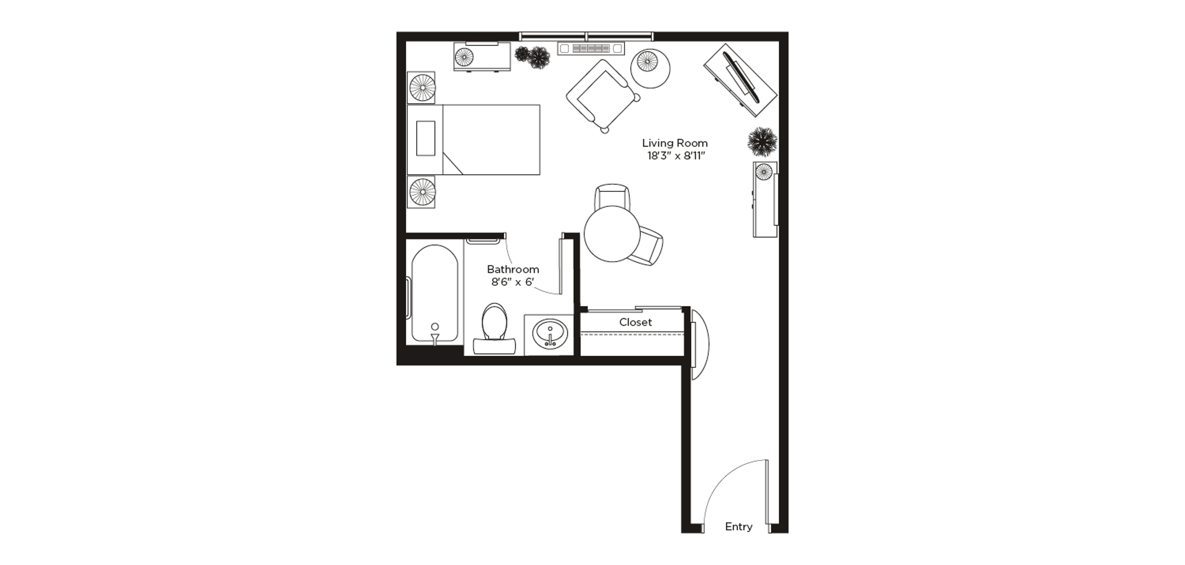 Christopher Terrace Sample Studio B Floor Plan