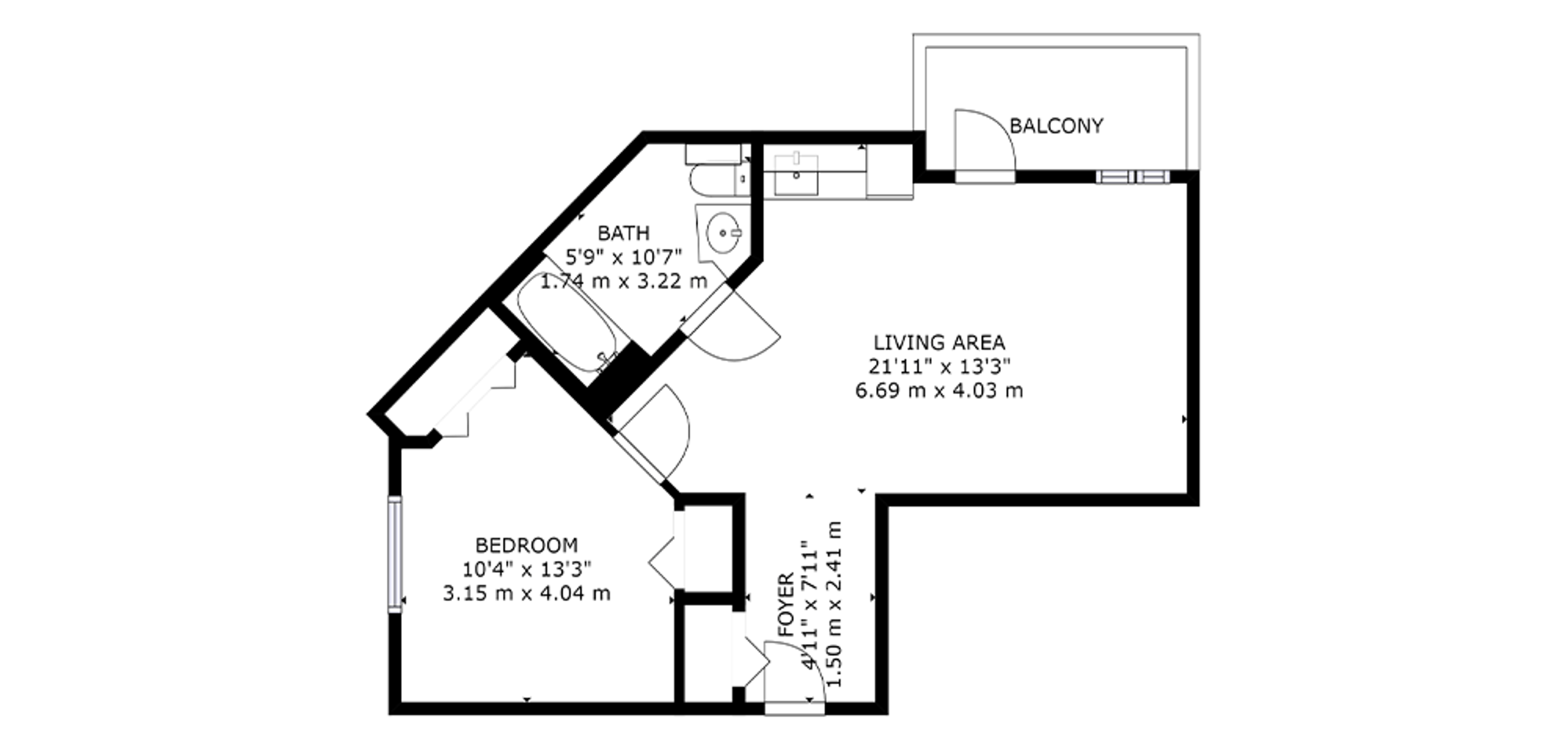 Marian Chateau Sample 1 Bedroom Plan C