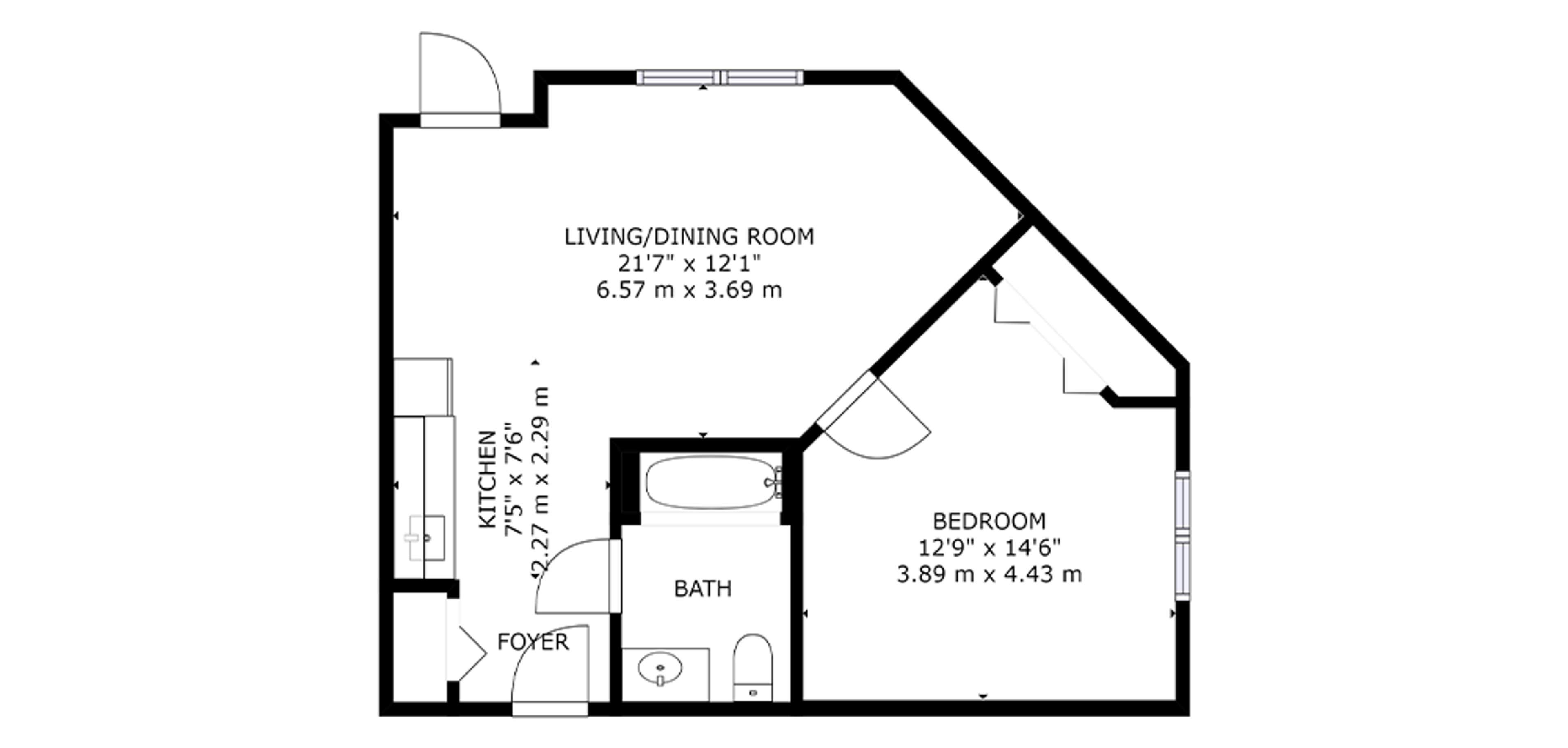 Marian Chateau Sample 1 Bedroom Plan E